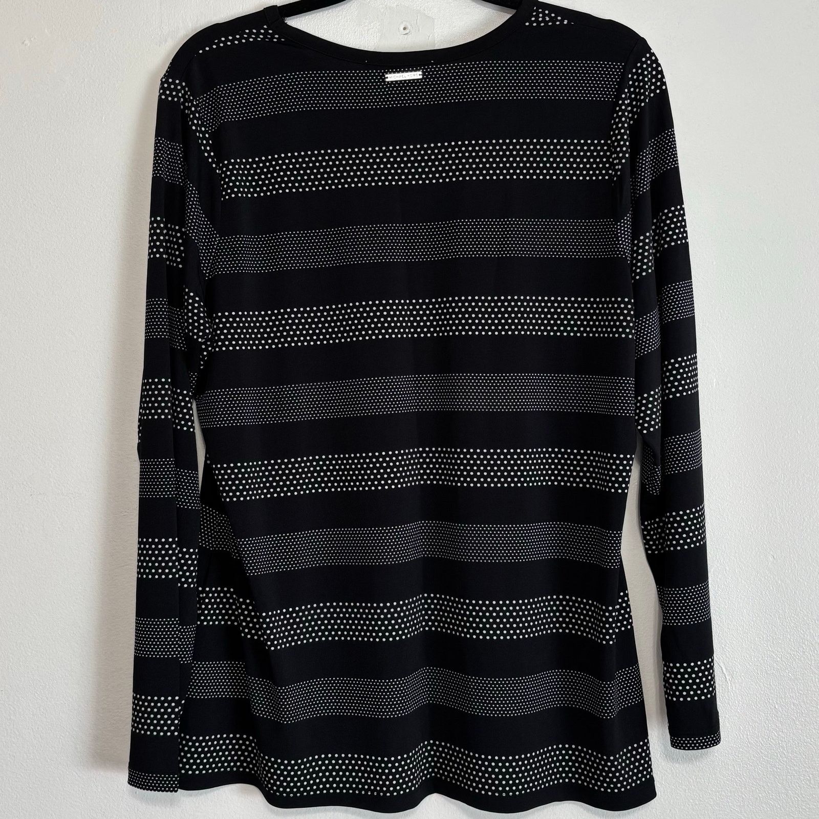 Michael Kors MICHAEL Michael Kors Black Top with White Polka Dot Stripes Size XXL / US 16-18 / IT 52-54 - 2 Thumbnail