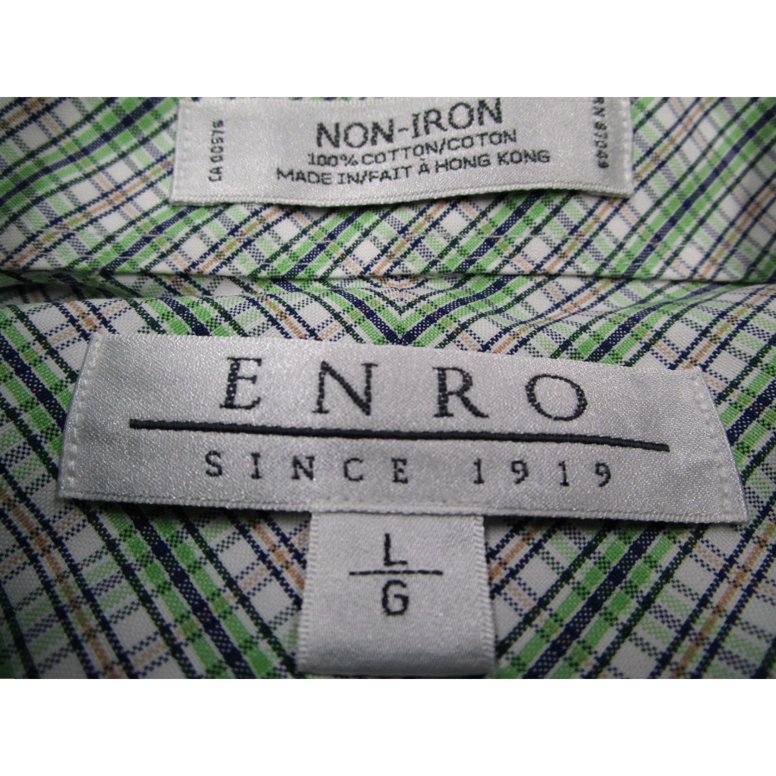Enro VINTAGE ENRO Men's Green Plaid Button-Up Shirt Size US L / EU 52-54 / 3 - 3 Thumbnail