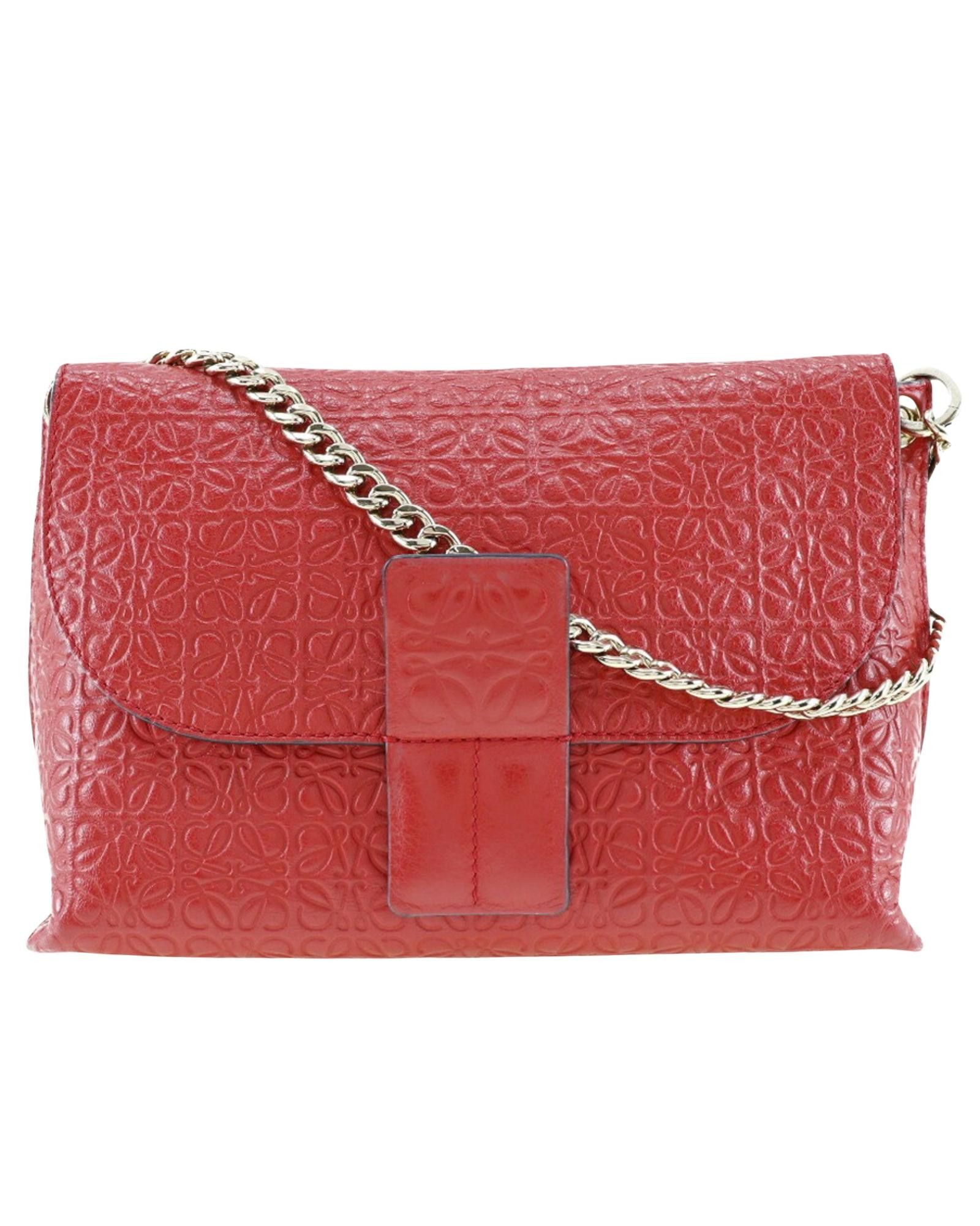 image of Loewe Red Calfskin Avenue Shoulder Bag, Women's