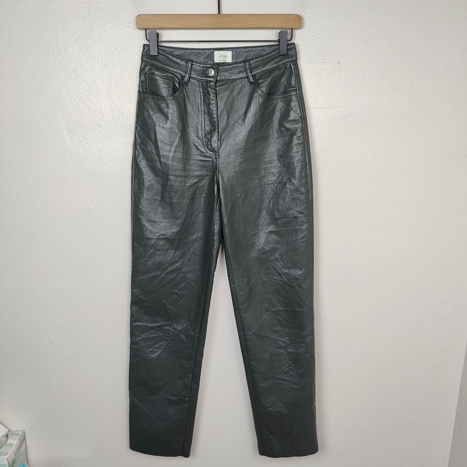 Aritzia Aritzia Wilfred Melina Pants Womens 2 Faux Leather Size 26" / US 2 / IT 38 - 1 Thumbnail