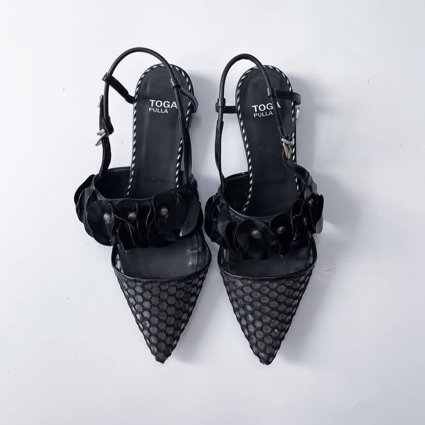 Toga Pulla Toga Pulla Mesh Floral Slingback Heels Size US 8 / IT 38 - 2 Thumbnail