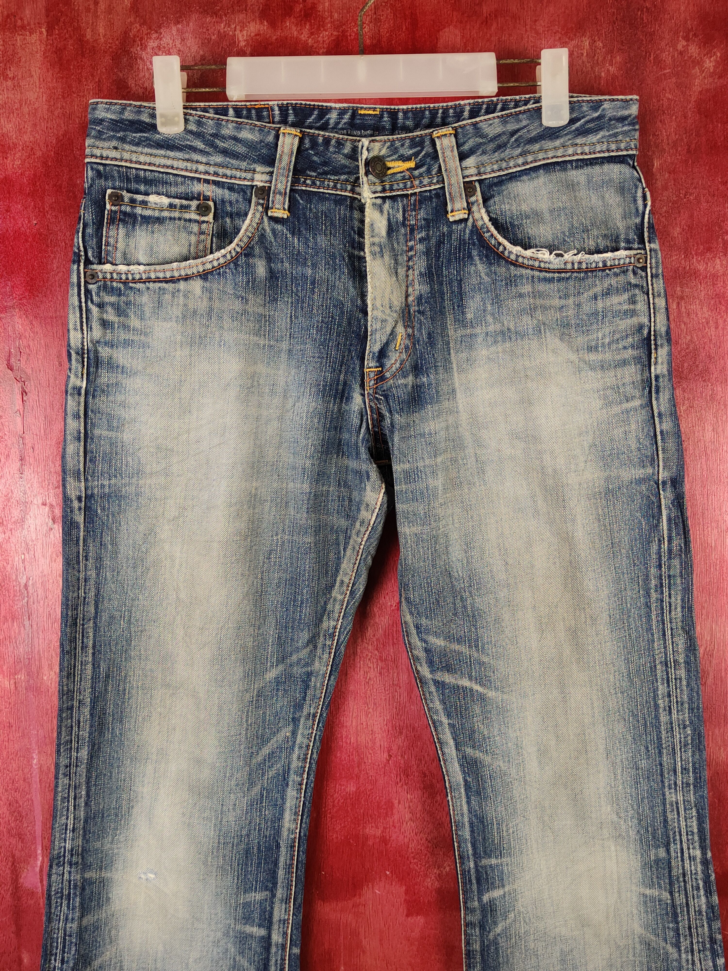 Edwin Edwin Dark Blue Faded Distressed Ripped Jeans #S2241 Size US 30 / EU 46 - 2 Thumbnail