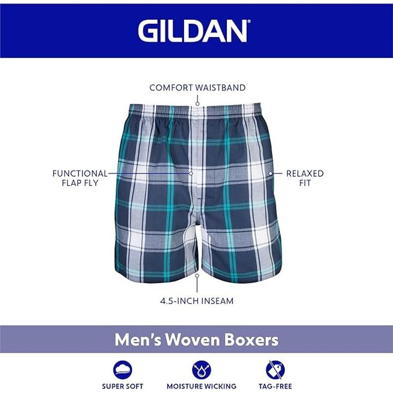 Gildan New 5-Pack Gildan Mens Large PolyCotton Underwear Boxers Size ONE SIZE - 6 Thumbnail