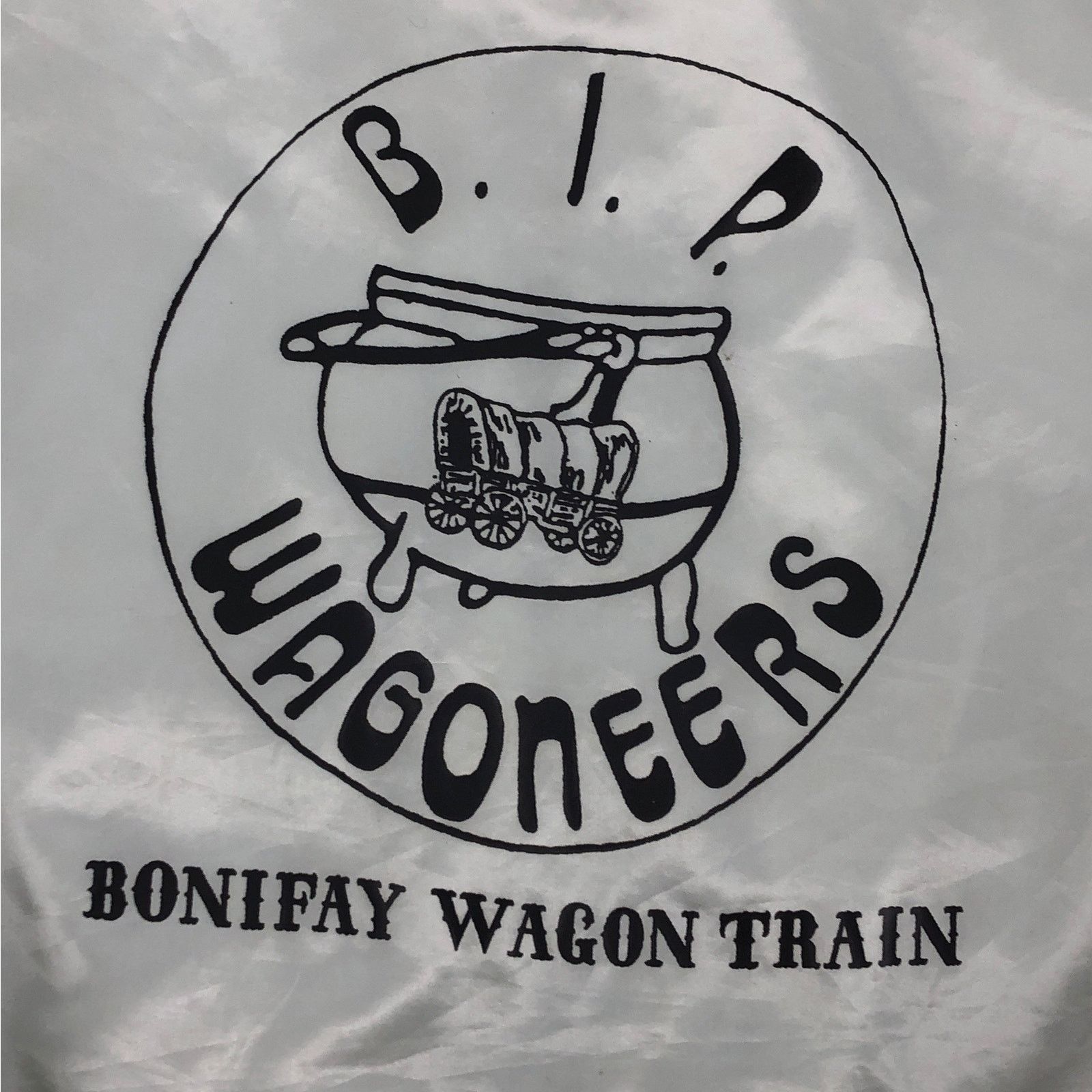 Vintage 80s silver satin bomber jacket Bonifay Wagon Train vintage Size US XL / EU 56 / 4 - 6 Thumbnail