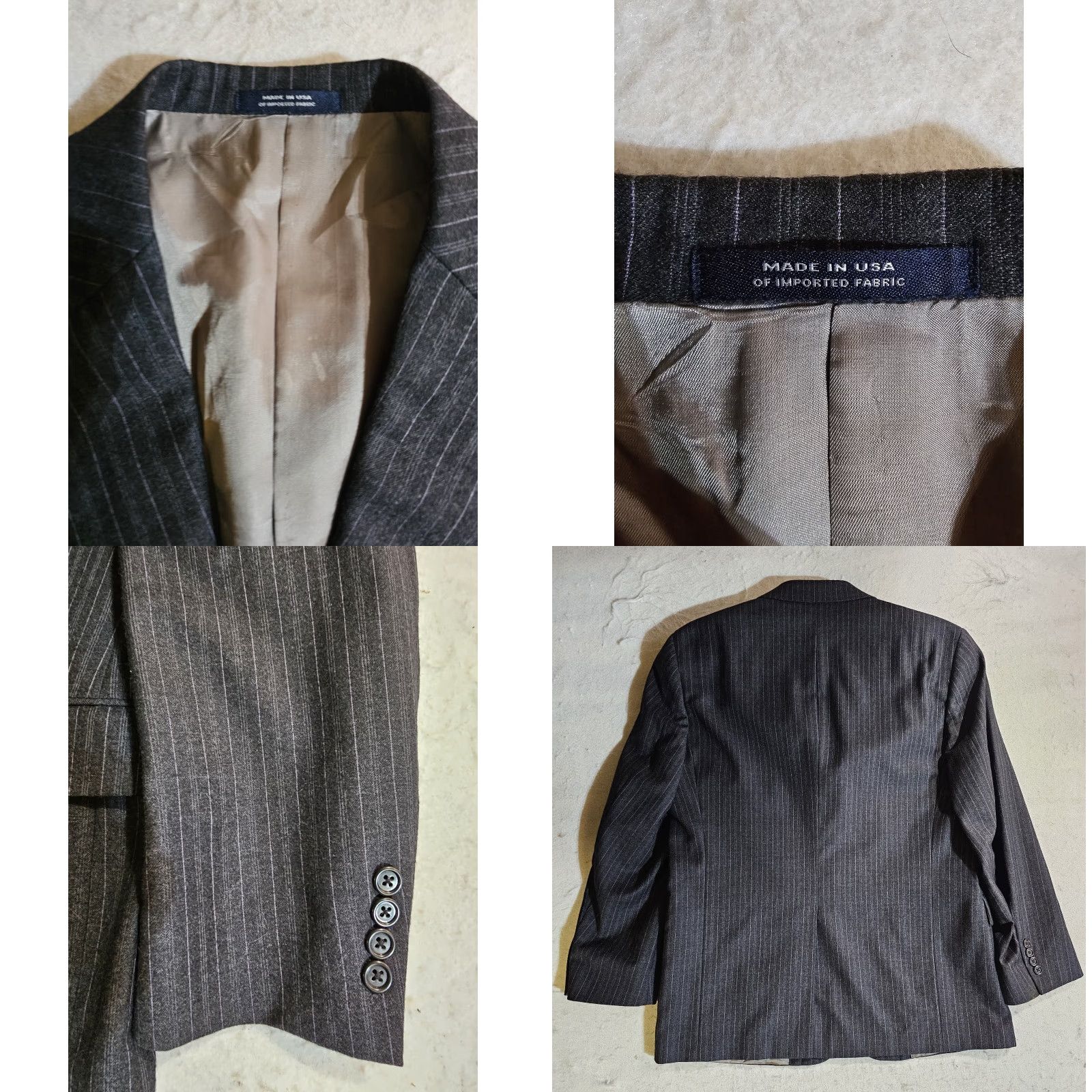 Hart Schaffner Marx VINTAGE Hart Schaffner Marx 1887 Collection Pin Striped 2 Pc Suit Sz 42 R 34x30 Charcoal Gray Wool Size 42R - 9 Thumbnail