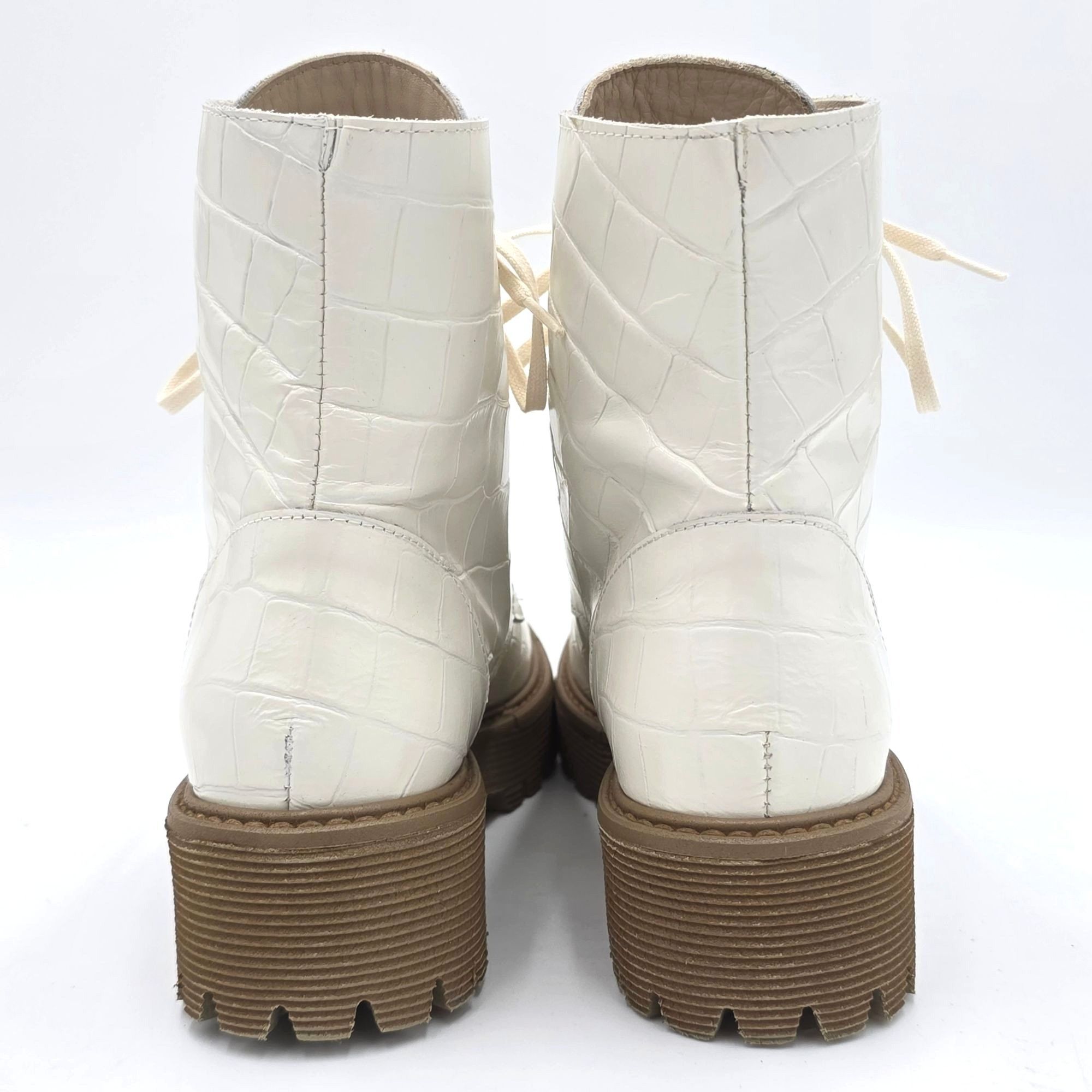 FREDA SALVADOR NEW Freda Salvador Emi Combat Boots Womens 5M Creme Leather Size US 5 / IT 35 - 5 Thumbnail