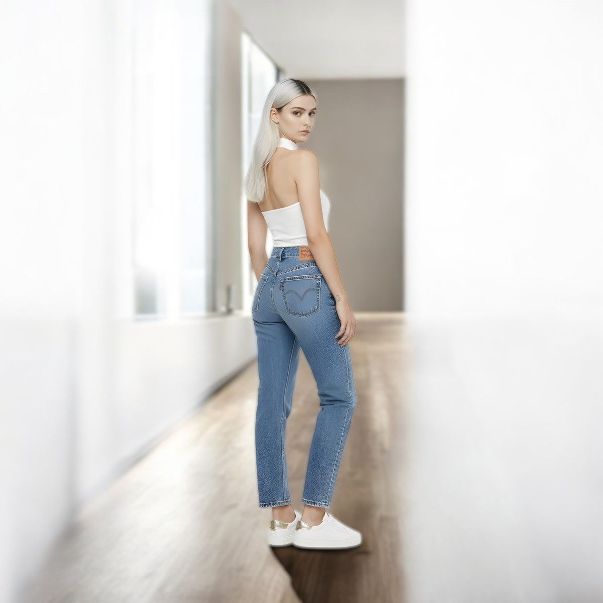 Levi's Levi’s Women’s 501 Patch Straight High Rise Blue Jeans 25-30 Size 25" / US 0 / IT 36 - 4 Thumbnail