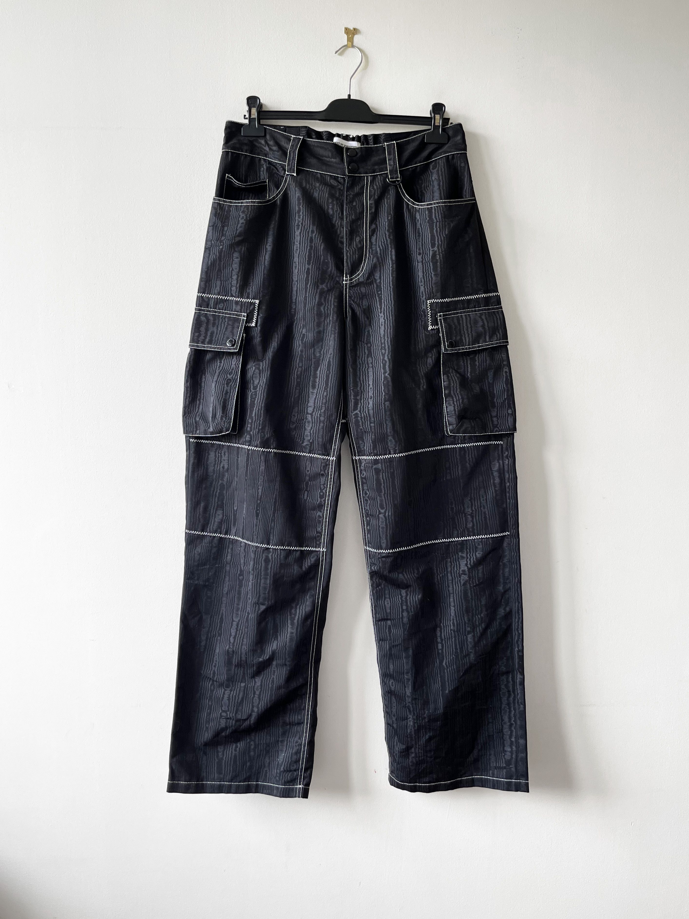 【MARINE SERRE】ms moire cargo pan ld32 Marine Serre Marine Serre black moire cargo pants | Grailed
