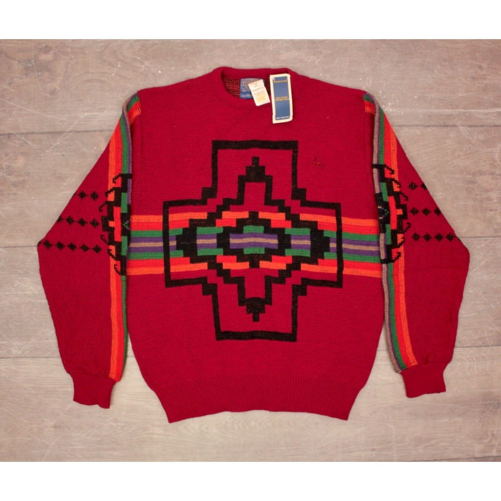 Pendleton VTG Pendleton 1980s Wool Sweater Shirt L Red Mens Aztec Pattern Vintage 80s Size US L / EU 52-54 / 3 - 2 Thumbnail