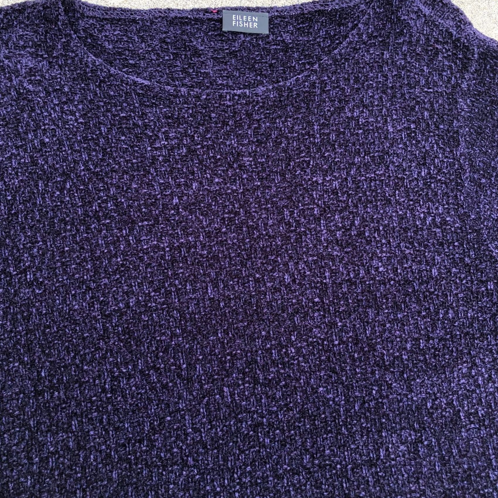 Eileen Fisher EILEEN FISHER Knit Velvet Dress Women's LG Purple Short Length Long Sleeve Scoop Neck Size L / US 10 / IT 46 - 2 Thumbnail