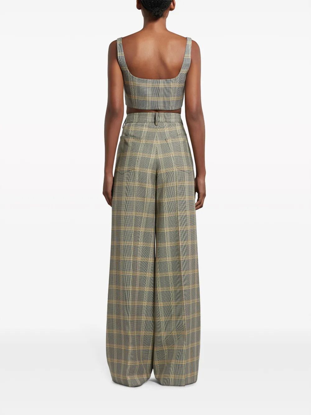 Marni o1w1db10125 Check Pattern Palazzo Pants in Black/Yellow Size 27" / US 4 / IT 40 - 3 Thumbnail