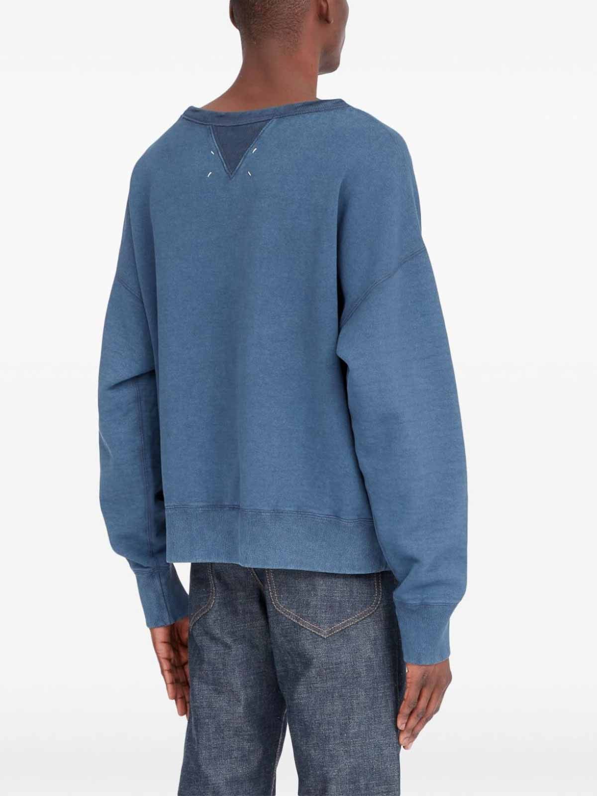 Maison Margiela o1y1124 Logo Cotton Sweatshirt & Hooded In Blue Size US L / EU 52-54 / 3 - 2 Thumbnail