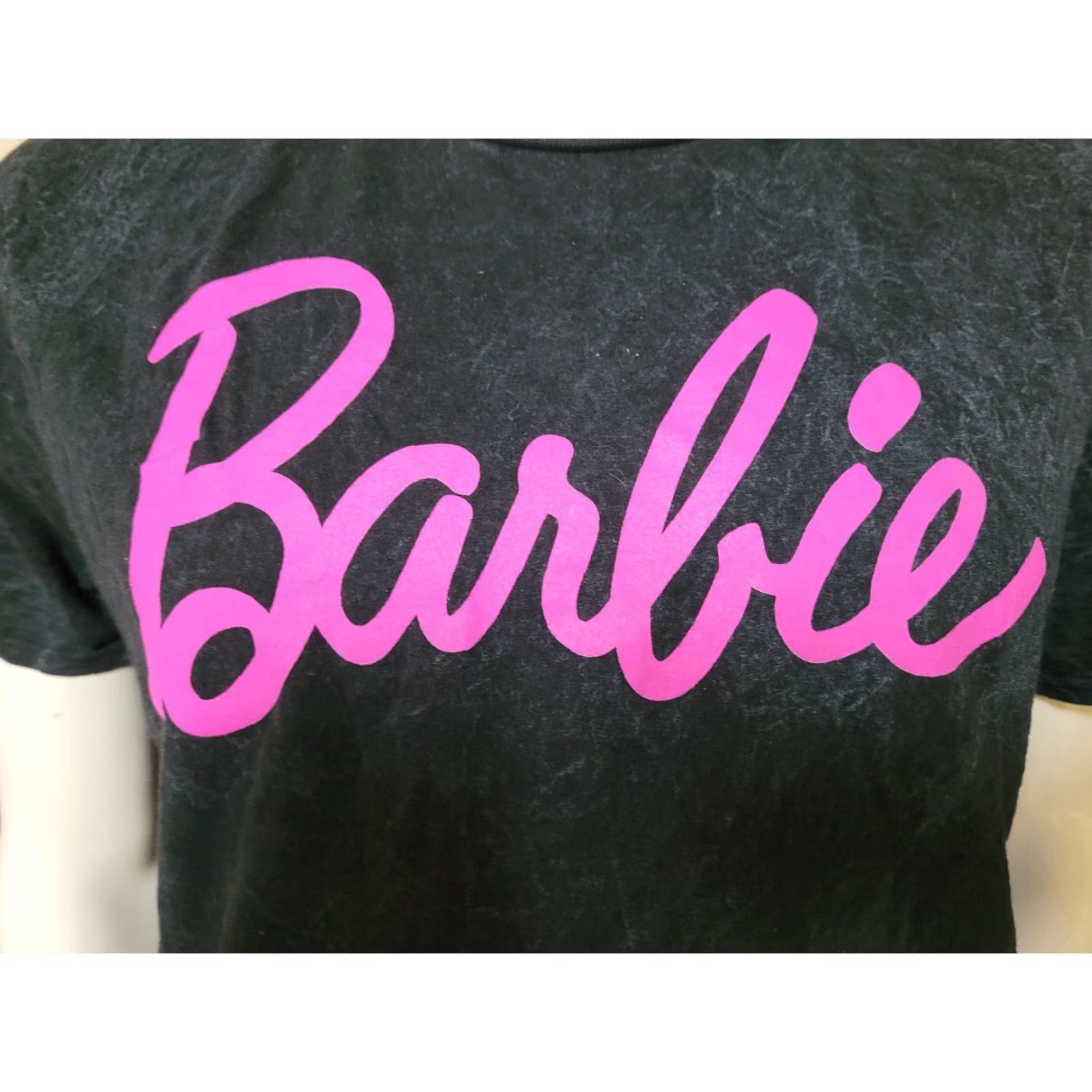 Vintage Womens Barbie T Shirt Cropped Cropped Top Crew Neck Short Sleeve Black 100% Cotton L Barbie Movie Retro Womens Size L / US 10 / IT 46 - 2 Thumbnail