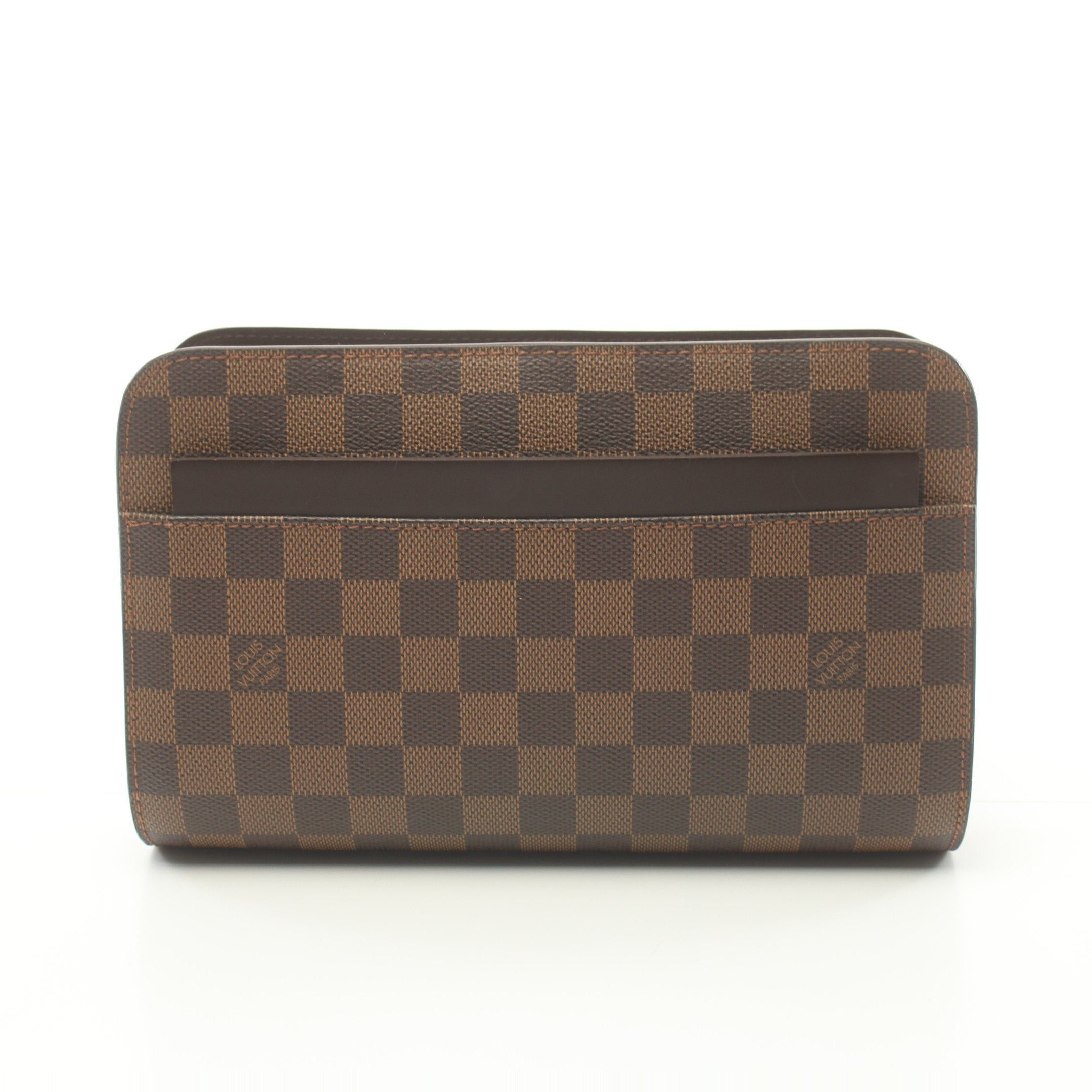 image of Louis Vuitton Saint Louis Damier Ebene Clutch Bag Second Bag Pvc Leather Brown, Men's