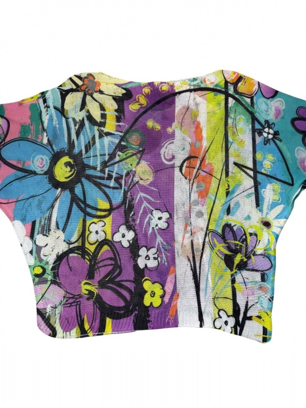 Other New COFLB Blue Purple Floral Round Knit Printed Sweater Mad Size ONE SIZE - 3 Thumbnail