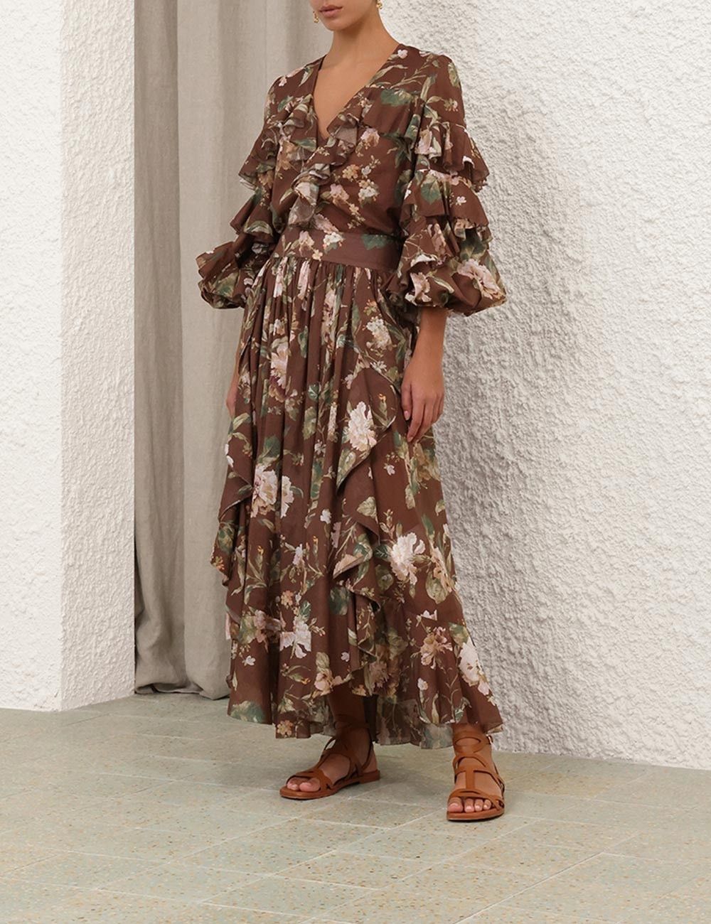 Zimmermann oc11z1025 Acacia Ruffle Blouse in Multicolor Size L / US 10 / IT 46 - 3 Thumbnail