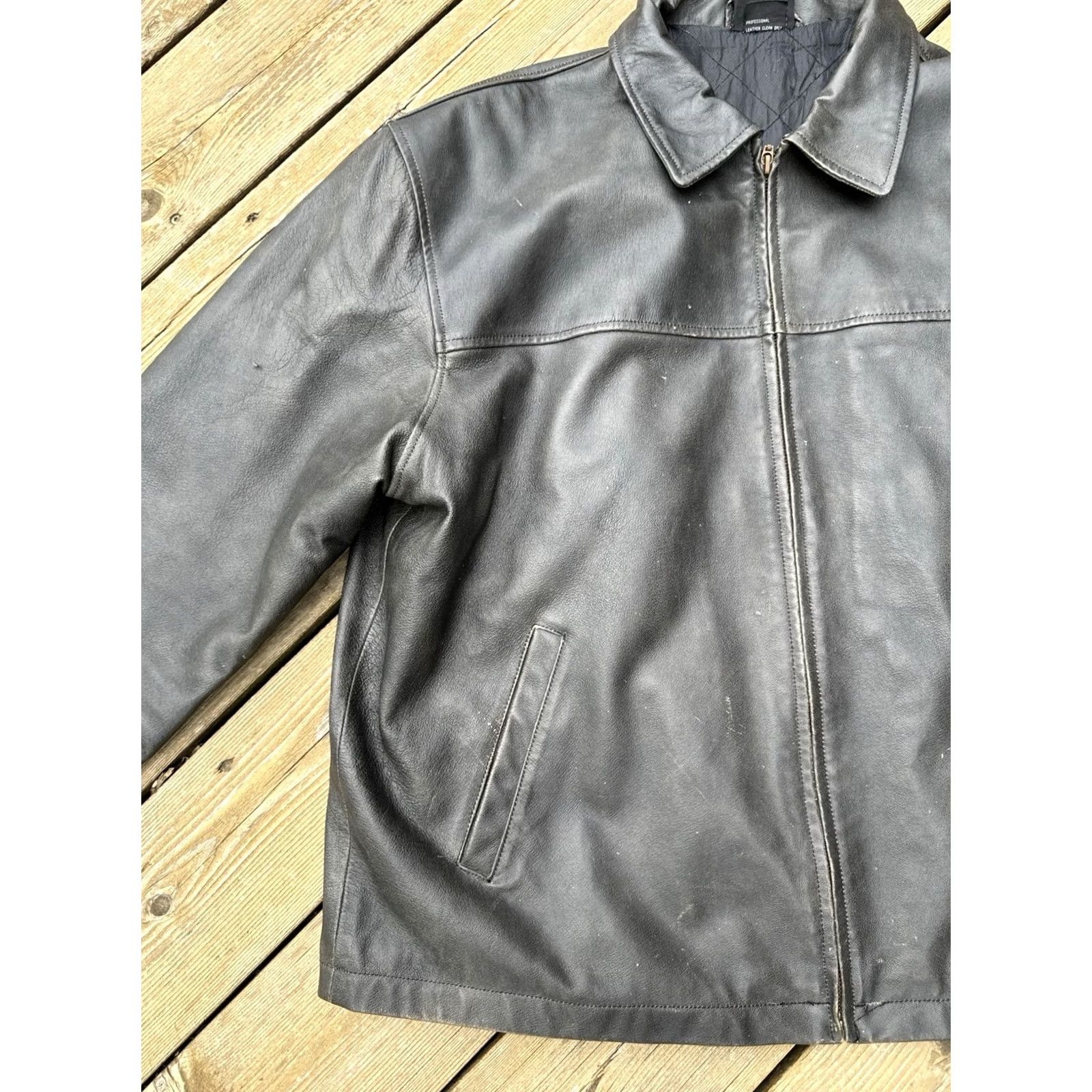 Vintage MAC Tools Leather Jacket Black Zip Coat Quilted Lined Workwear Men’s XL Bomber Jacket Size US XL / EU 56 / 4 - 7 Thumbnail