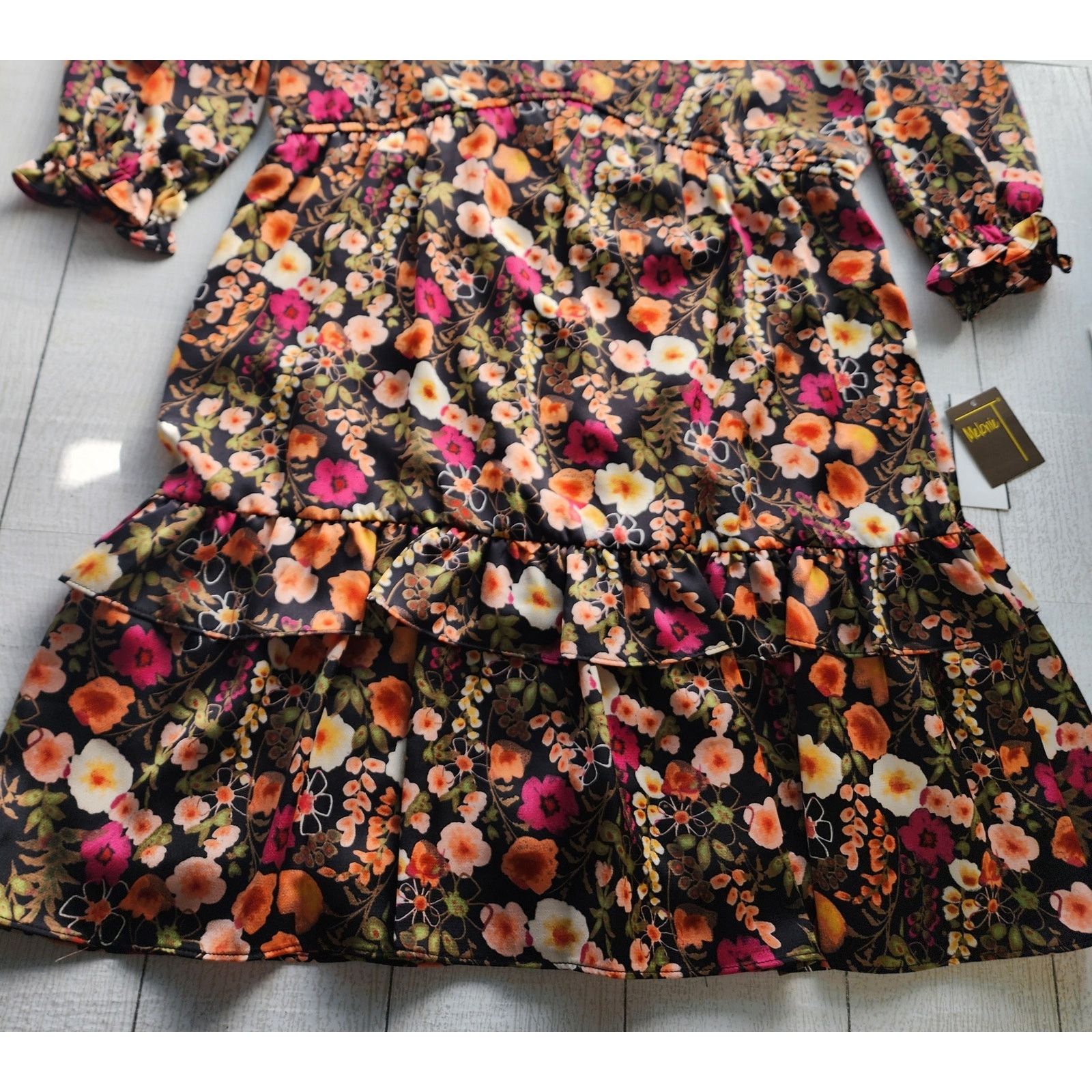 Other Melonie T Floral Print 3/4 Sleeve Mini Dress Size 12 NWT Size XL / US 12-14 / IT 48-50 - 12 Thumbnail