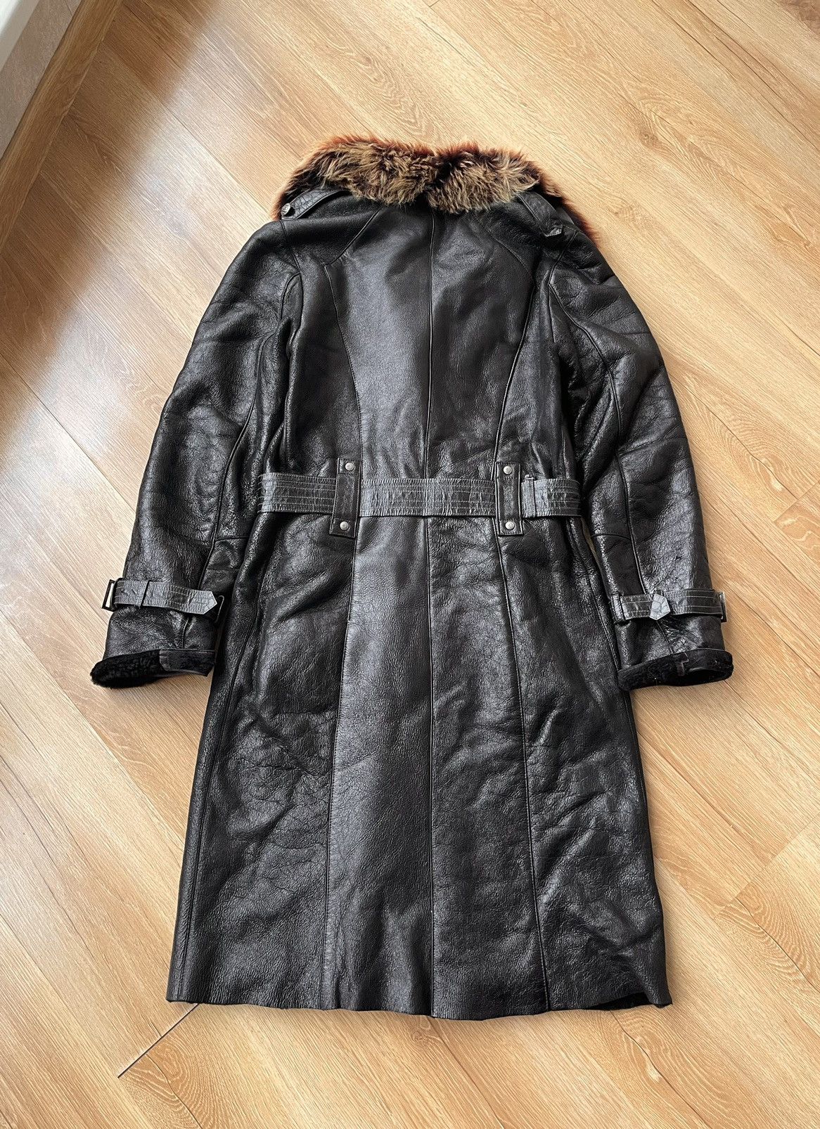 If Six Was Nine 70s VTG Sheepskin Fur Trench Belted Leather Coat LGB Style Size XS / US 0-2 / IT 36-38 - 17 Thumbnail