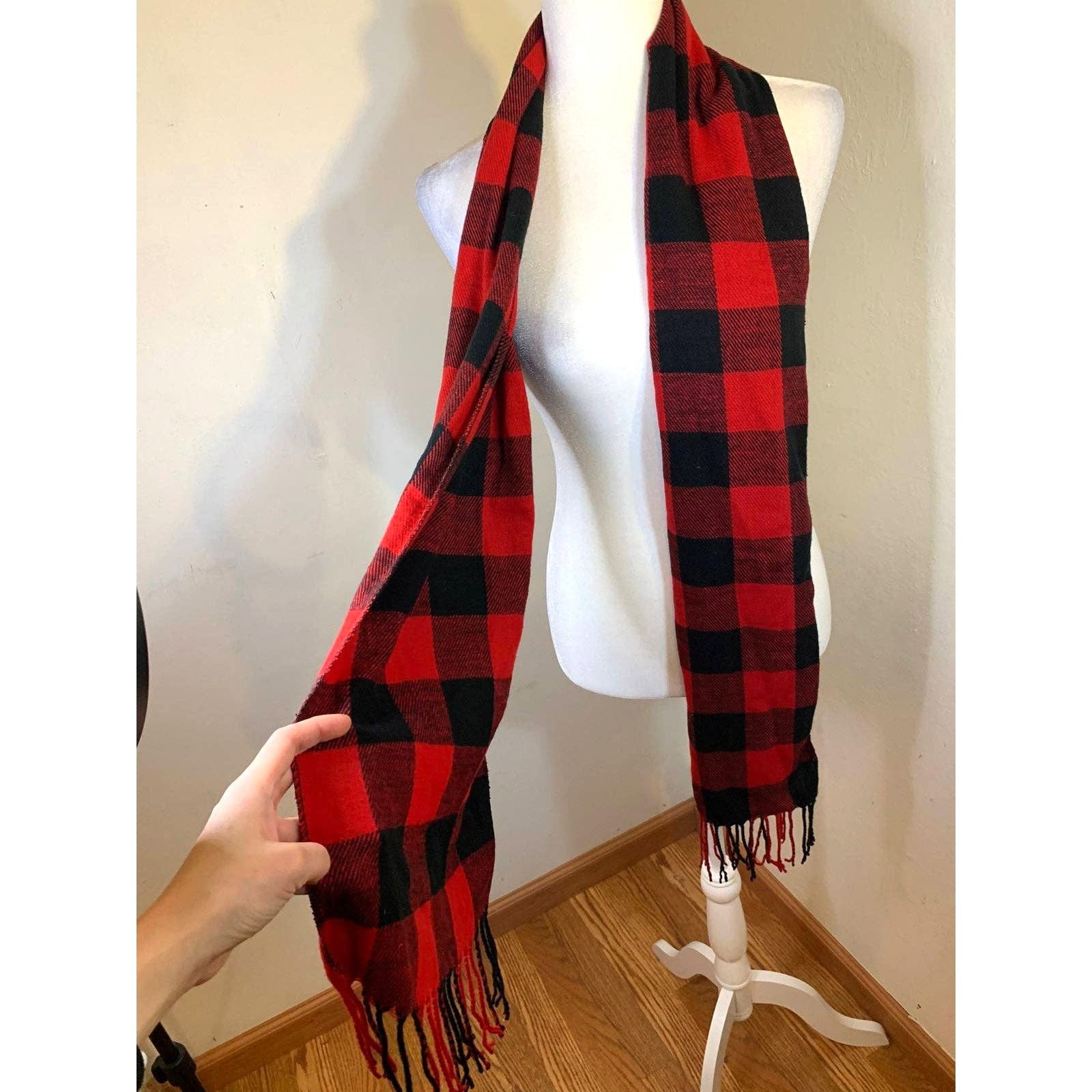 Other Womens Scarf Red Black Plaid Winter Scarf Size ONE SIZE - 2 Thumbnail