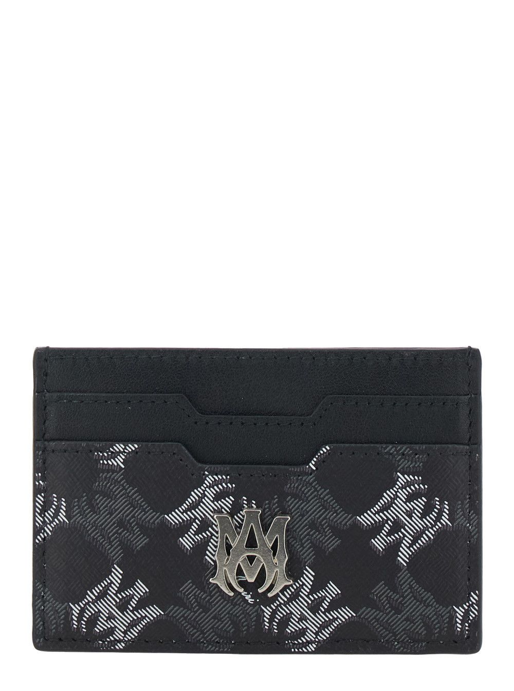 Amiri Black Leather Card Holder with All-Over Logo for Women Size ONE SIZE - 1 Thumbnail
