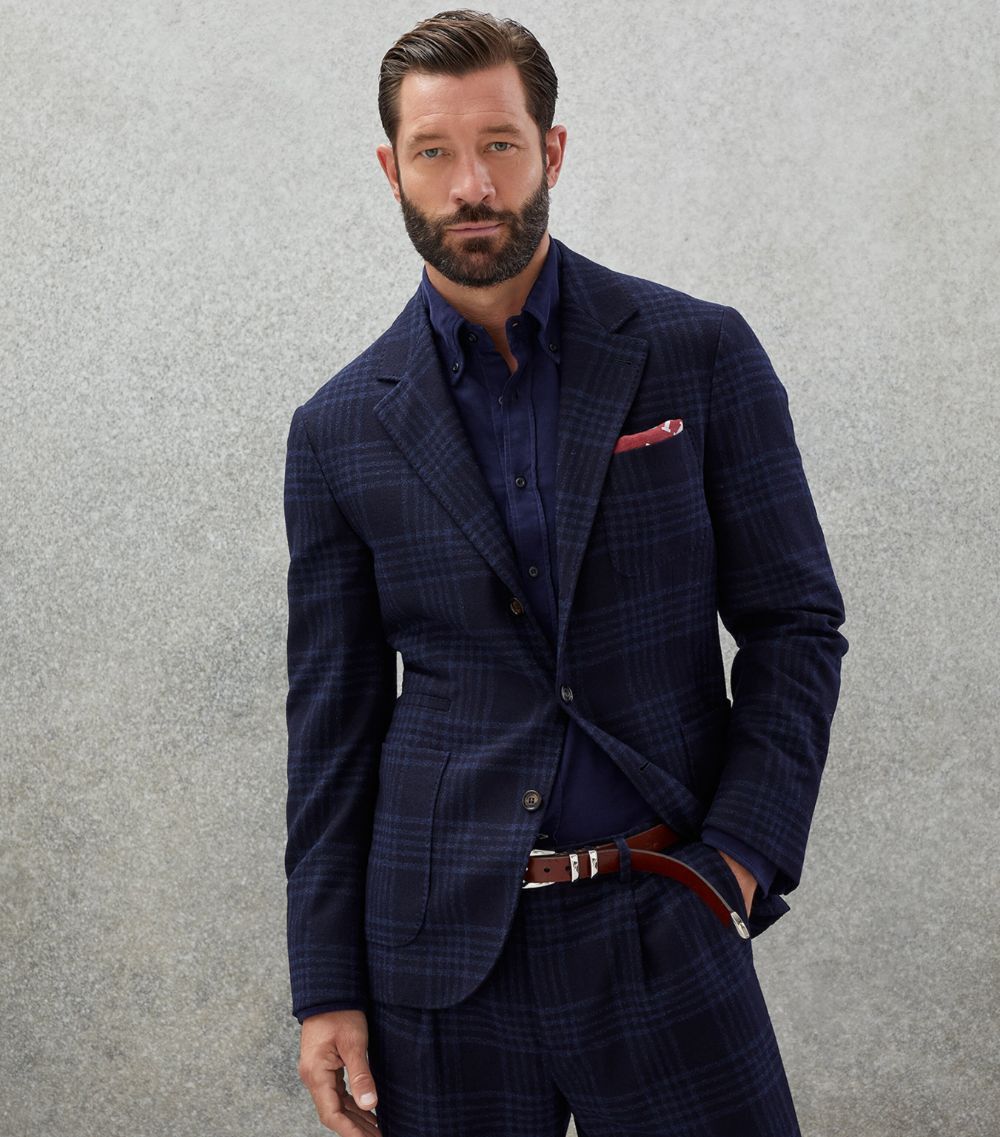 Brunello Cucinelli 0924 Woven Jacket Wool in Blue Size US XXL / EU 58 / 5 - 2 Thumbnail