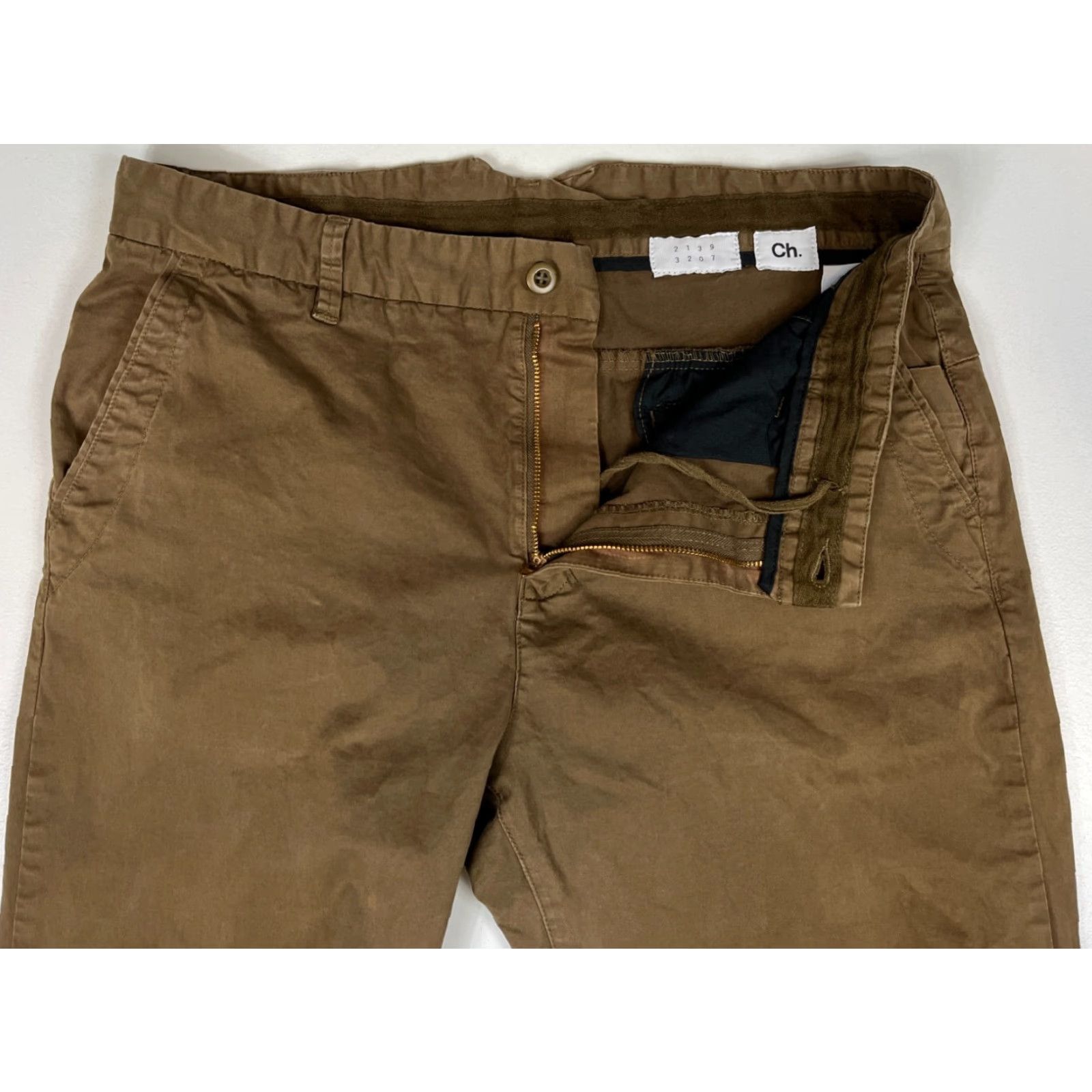 Carolina Herrera MEN'S Carolina Herrera Chino Pants Khaki Brown 36 Regular Stretch Flat Front Cotton Spandex Pockets Straight 33in 36x33 Chino Mens Size US 36 / EU 52 - 4 Thumbnail