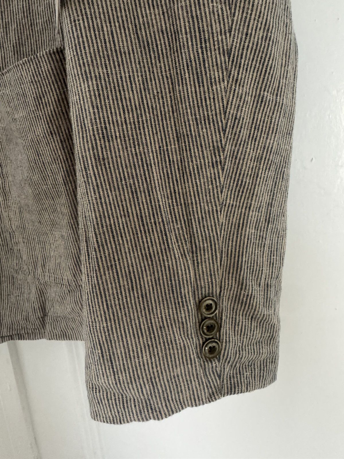 Corridor Corridor Small Natural Linen Ticking Stripe 3 Button Blazer Size 38R - 7 Thumbnail