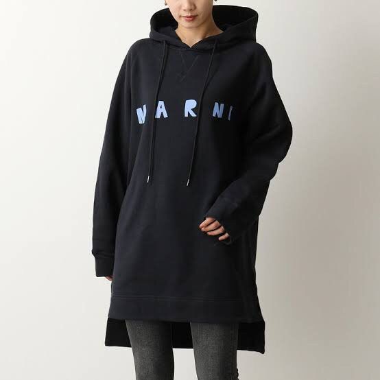 image of Marni 20Fw Logo Overfit Hoodie in Navy, Women's (Size Medium)