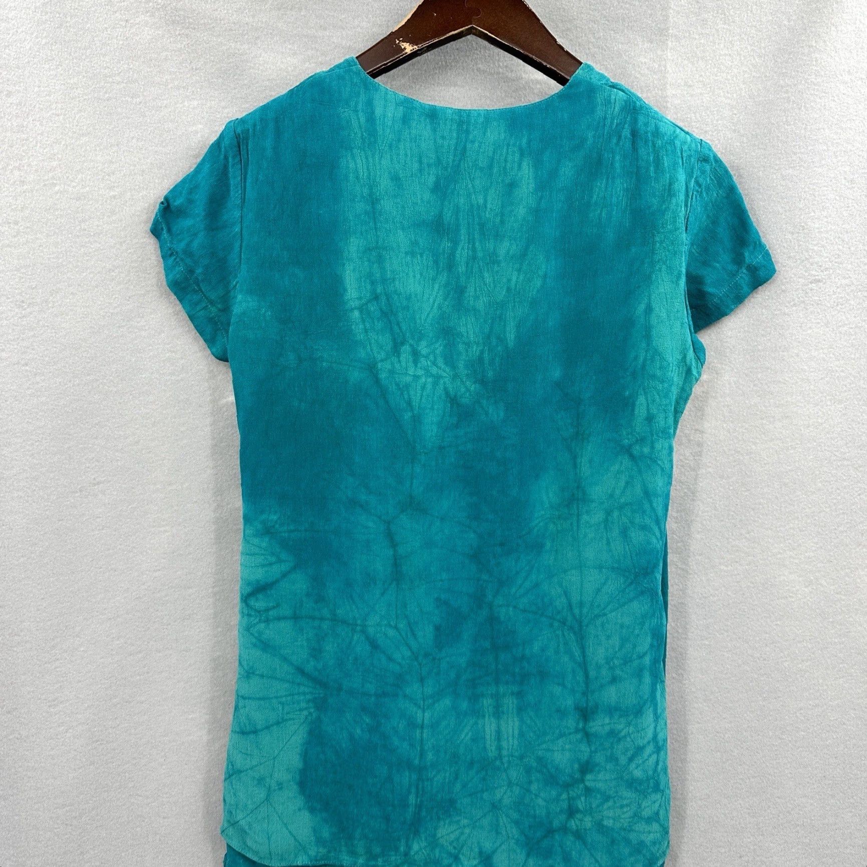 Vintage VINTAGE Dorothy Schoelen Blouse Womens Petite Small Wrap USA Y2K Retro 90s Blue Size S / US 4 / IT 40 - 5 Thumbnail