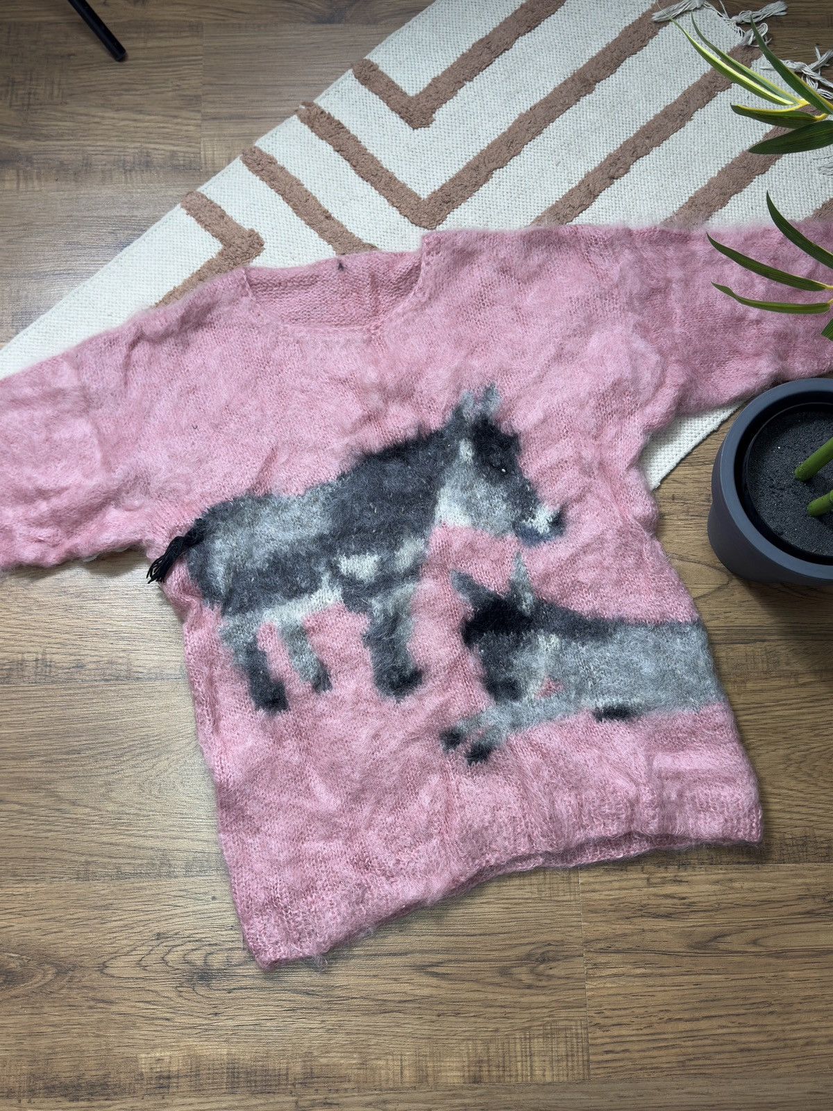 Vintage VINTAGE MOHAIR CUTE DONKEYS KNITTED FUR SWEATER Size L / US 10 / IT 46 - 3 Thumbnail