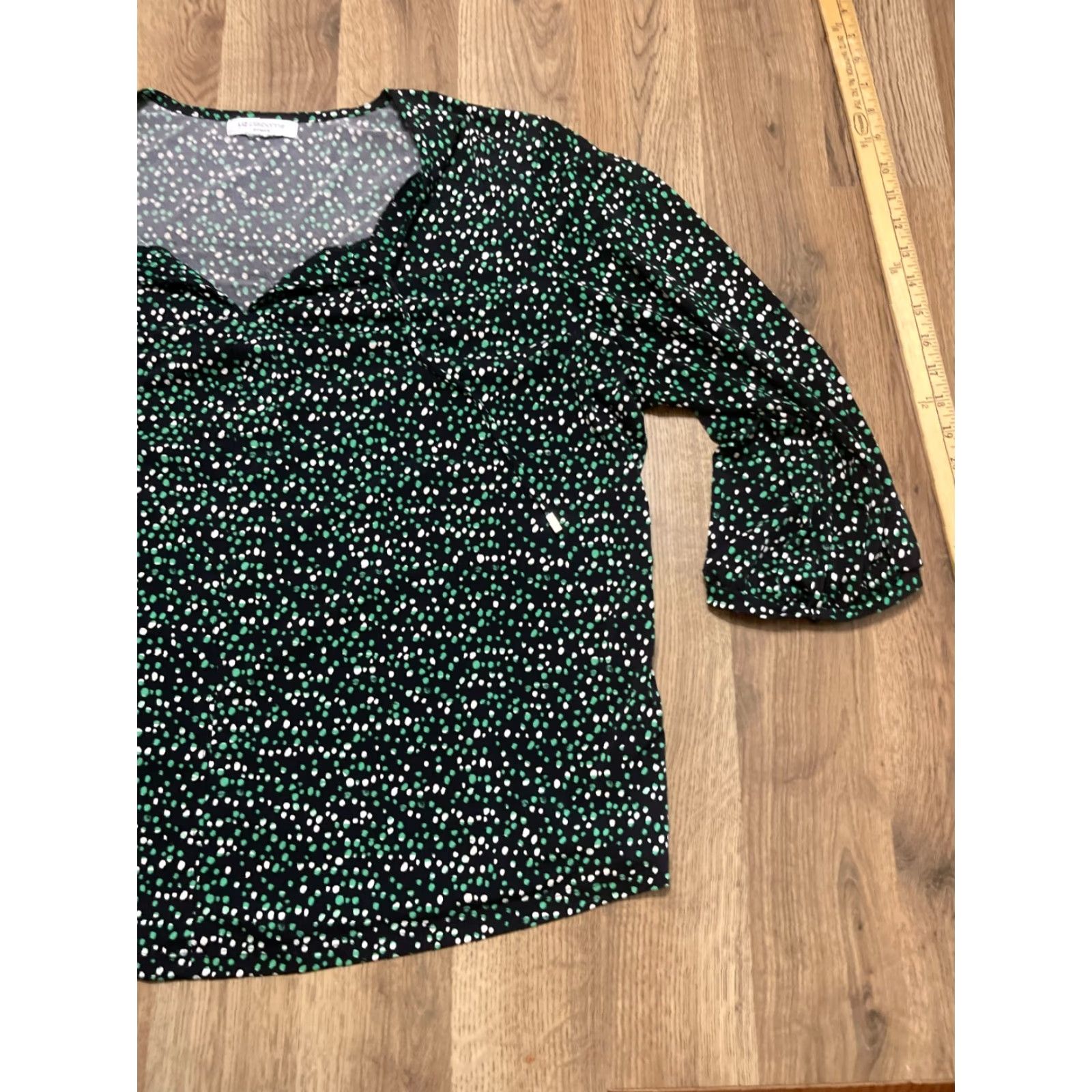Liz Claiborne Liz Claiborne Shirt XL-2XL Green White Black 3/4 Sleeve V-neck Womens Size XXL / US 16-18 / IT 52-54 - 4 Thumbnail