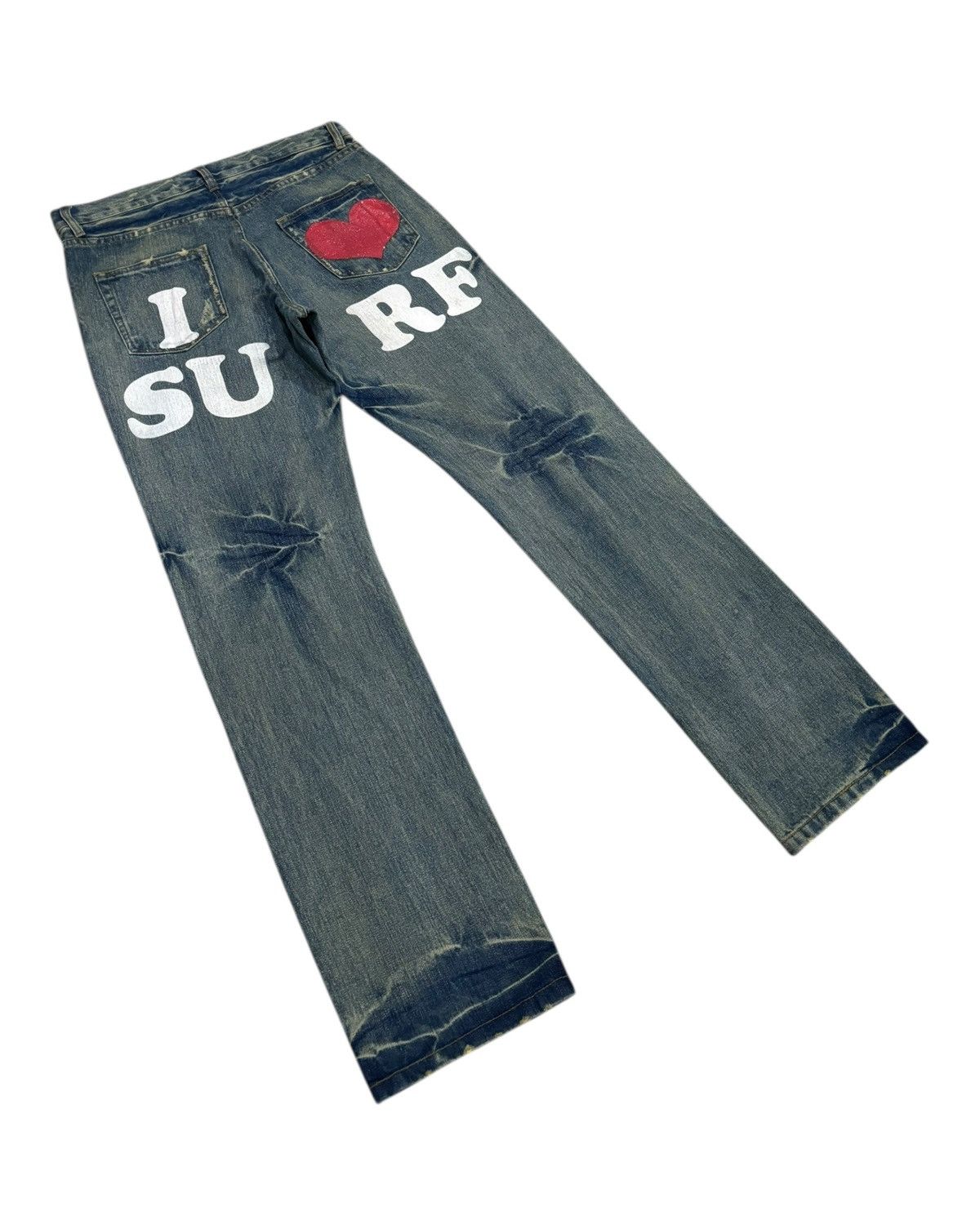Gosha Rubchinskiy × If Six Was Nine RARE🎌POINT LOMA ☮️ I❤️SURF DISTRESSED DENIM JEANS Size US 32 / EU 48 - 6 Thumbnail