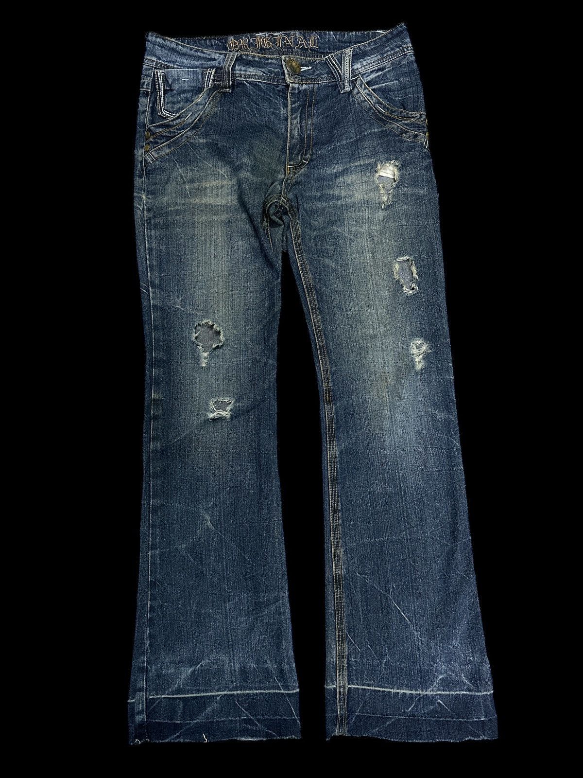 Japanese Brand 90s Style💥 Embroid Bootcut International Jeans BlueWash 💥 Size US 33 - 1 Thumbnail