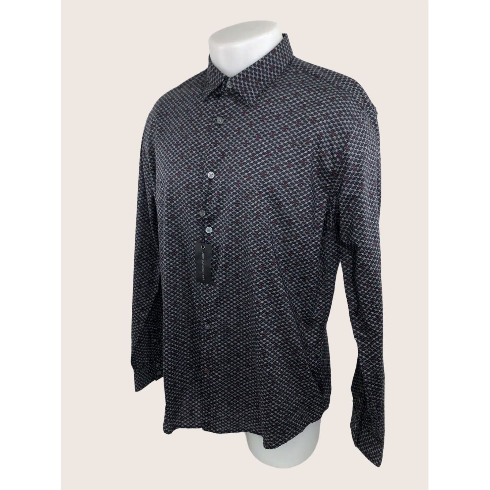 John Varvatos JOHN VARVATOS U.S.A - NEW w TAGS - Pirate SKULL & CROSSBONES All Over Lg. Shirt Shirt Mens L Black / Gray / Red XS? Size US L / EU 52-54 / 3 - 1 Thumbnail