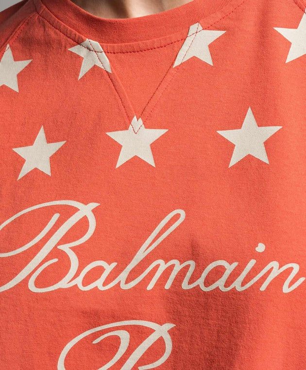 Balmain o1s1wg110825 T-Shirt With Signature Stars in Pink Size S / US 4 / IT 40 - 5 Thumbnail