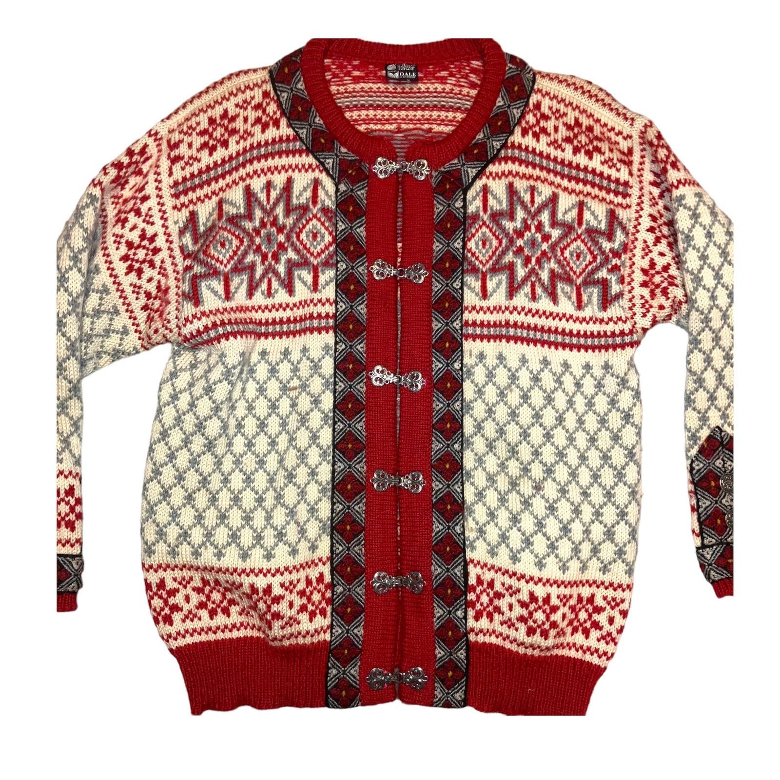 Cardigan Dale Of Norway Vintage - Motifs Géométriques - Pure Laine - Taille M - Occasion Très Bon état