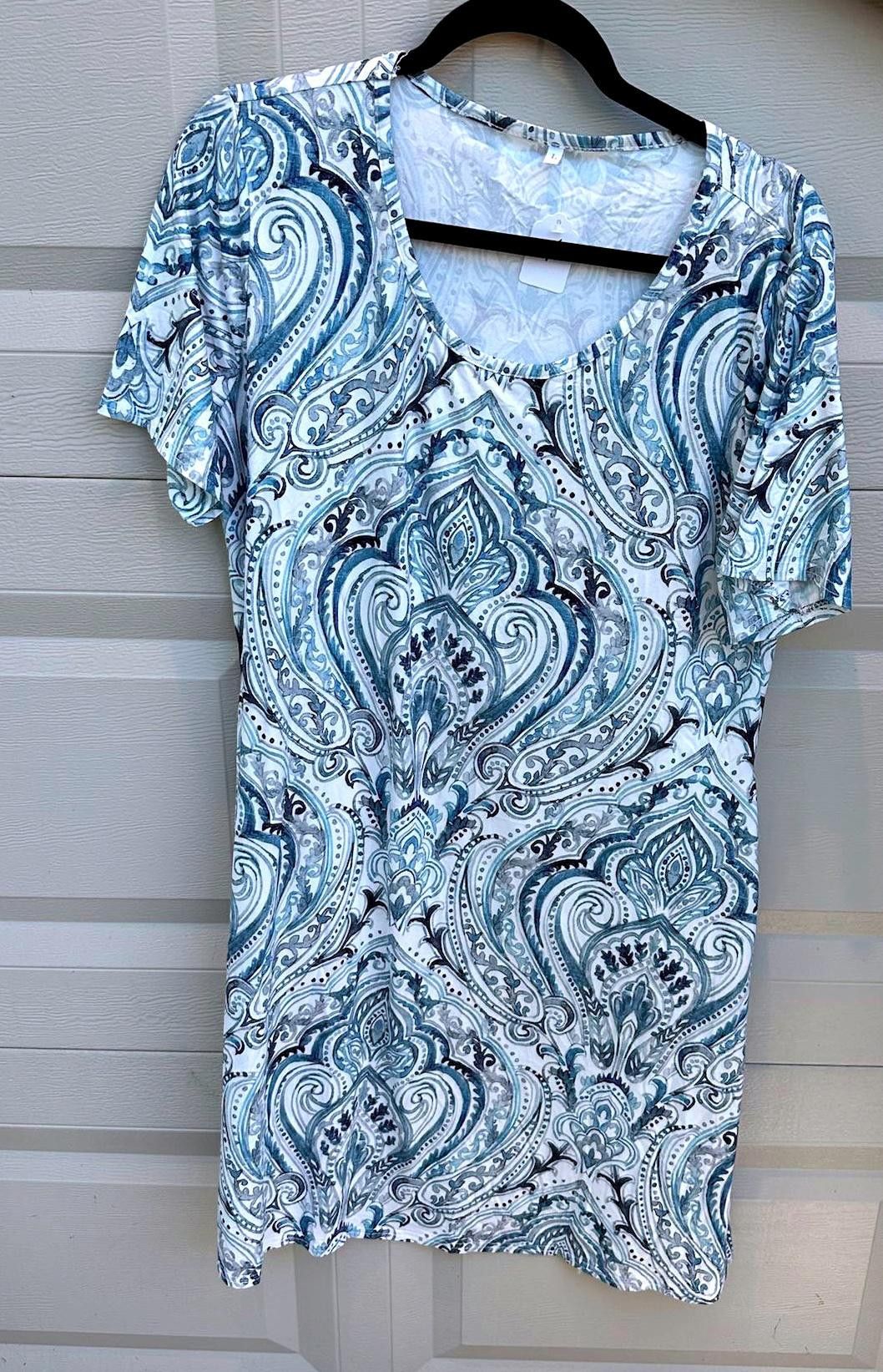Elie Tahari Elegant Blue Paisley Print Dress - Size Large Size L / US 10 / IT 46 - 1 Thumbnail