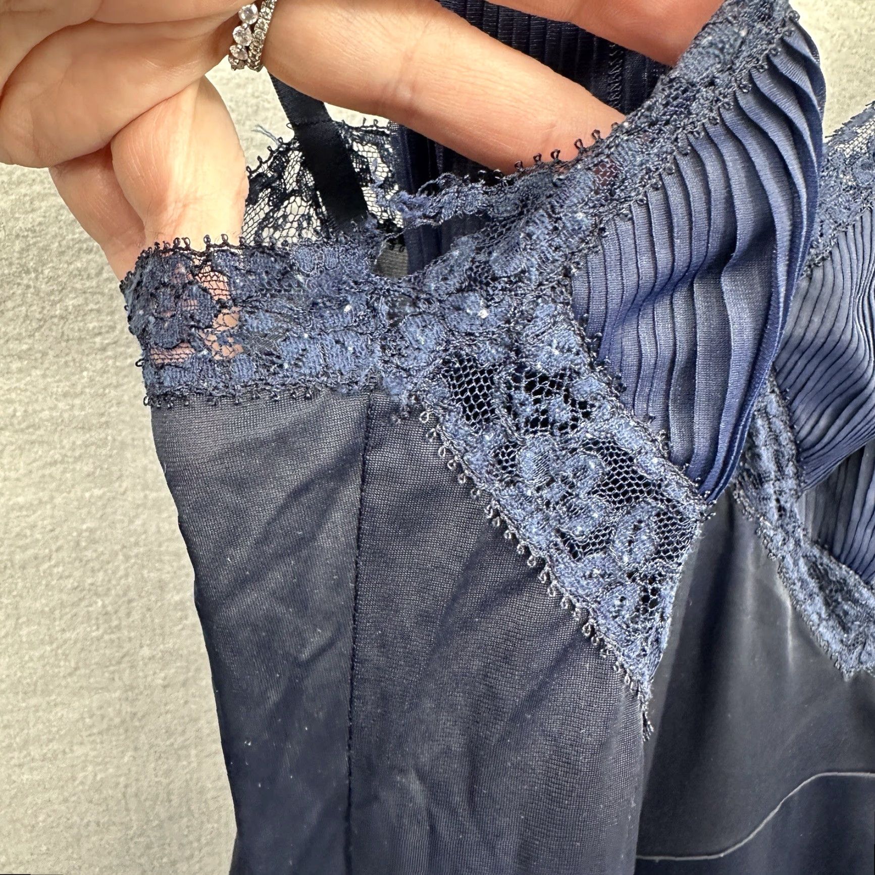 Vintage VINTAGE Vanity Fair Full Slip Nylon Floral Lace Chiffon 1960s Blue Women’s Medium Size ONE SIZE - 7 Thumbnail