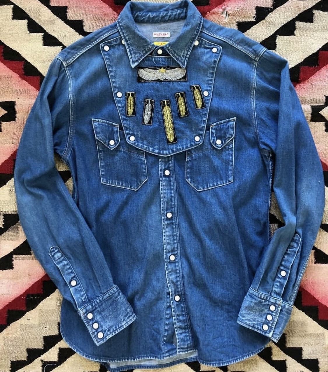 Kapital Kapital Eagle and Feather Western Denim Shirts Size US L / EU 52-54 / 3 - 1 Thumbnail
