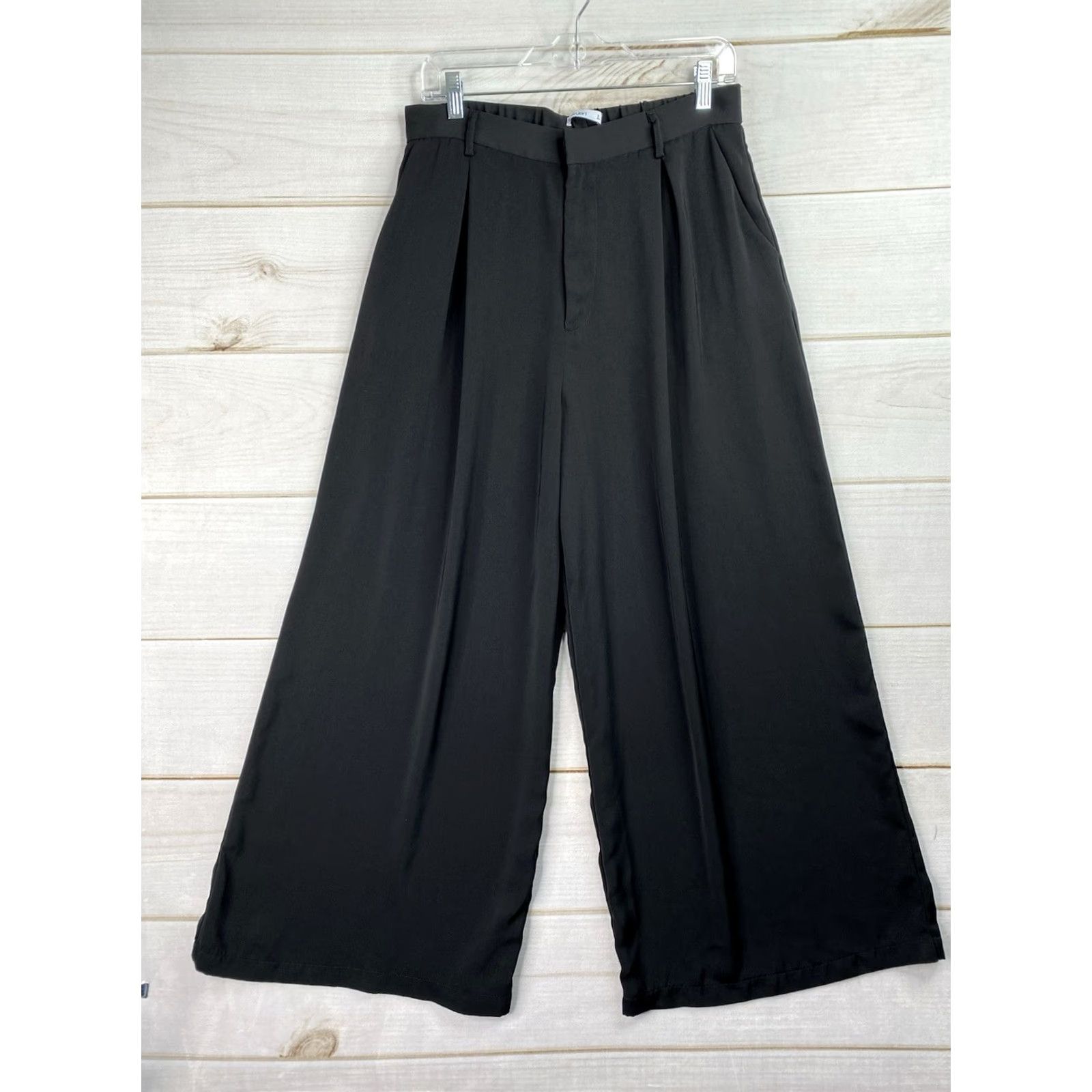 Vintage Tronjori Black Pleated High-Waist Wide-Leg Pants Women L Palazzo Trousers Dress Pants Size 36" / US 14 / IT 50 - 2 Thumbnail