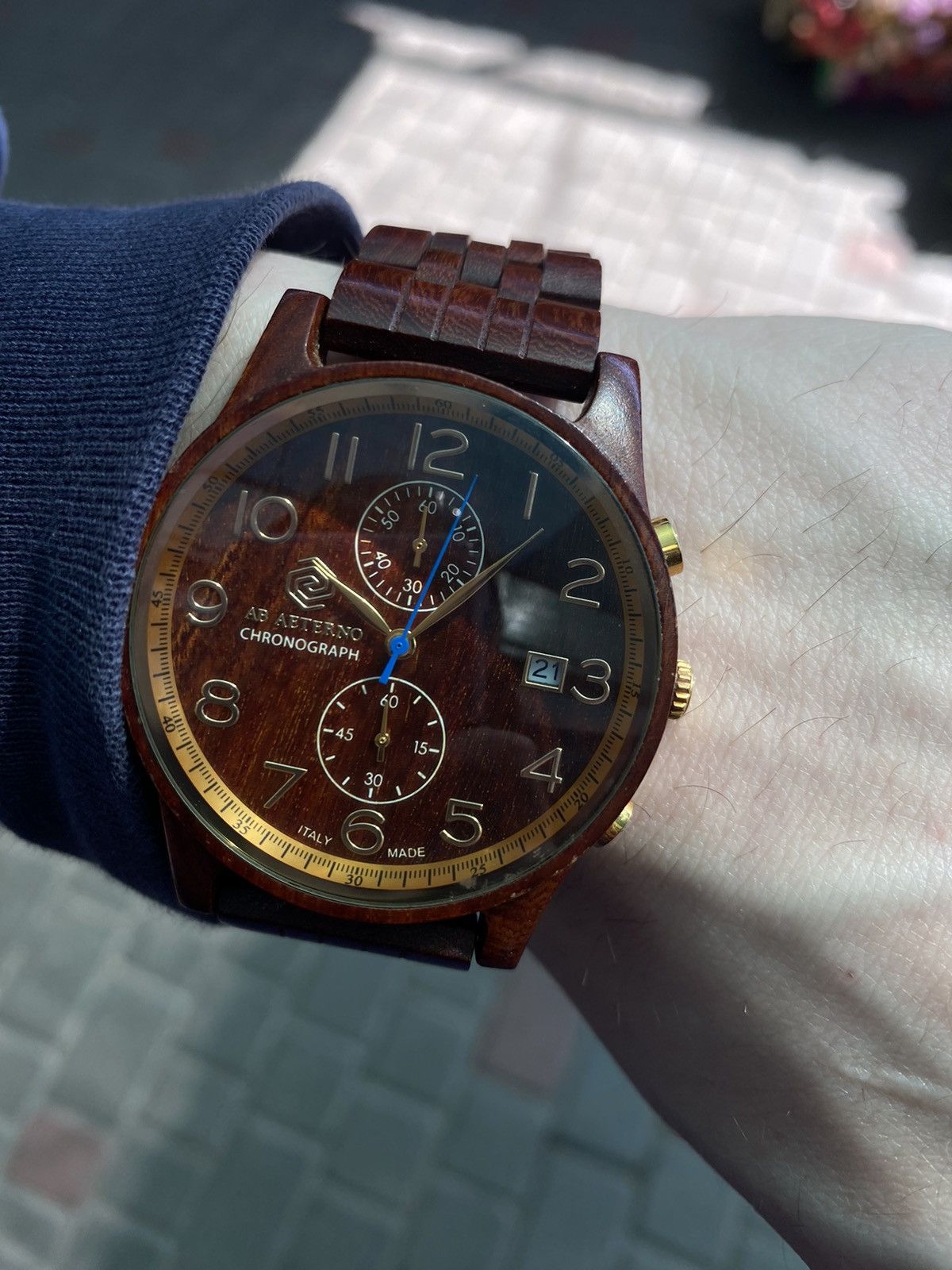 Jewelry × Vintage AB AETERNO Wooden Chronograph Watch Italian Design Size ONE SIZE - 11 Thumbnail