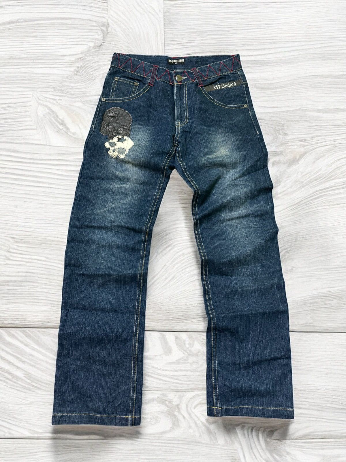 Japanese Brand × Tornado Mart × Vintage BA-TSU STUDIO Skeletons Patches Big logo Distressed Denim Size US 28 / EU 44 - 2 Thumbnail