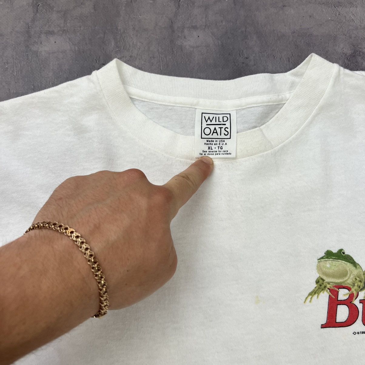 Budweiser Rare! Budweiser Frog Big Logo Tee 90s Single Stitch Vintage Size US XL / EU 56 / 4 - 18 Thumbnail