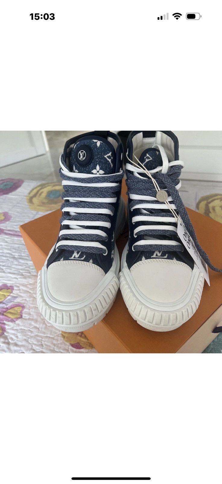 Louis Vuitton Louis Vuitton Squad Snickers Boot Monogram Denim NavyBlue Size US 8 / IT 38 - 8 Thumbnail