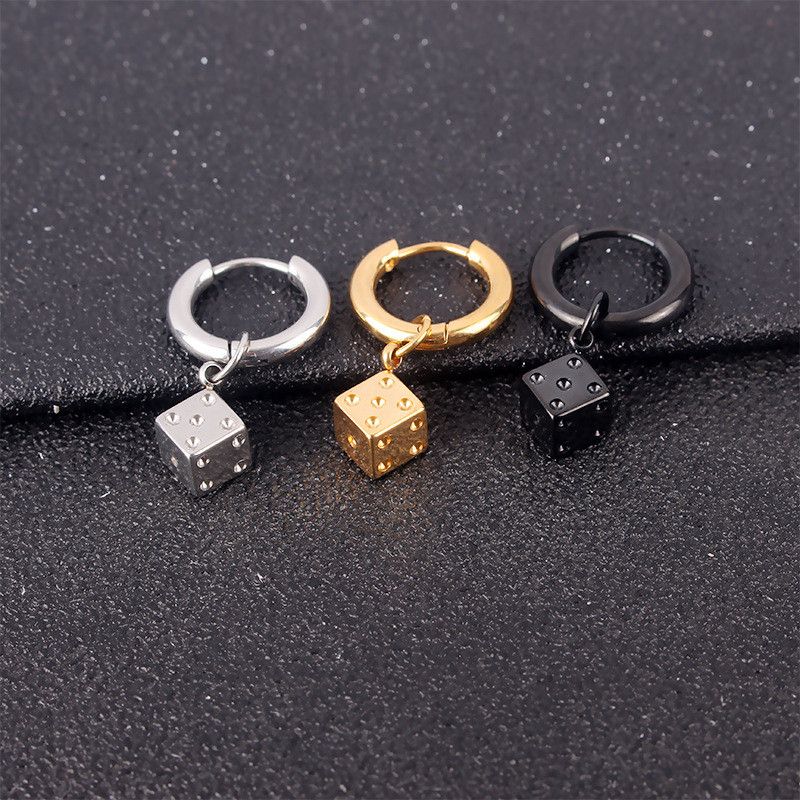 Jewelry × Sterling Silver Dice One pairs Matchless Earrings Gothic Punk Jewelry Spike Size ONE SIZE - 1 Thumbnail