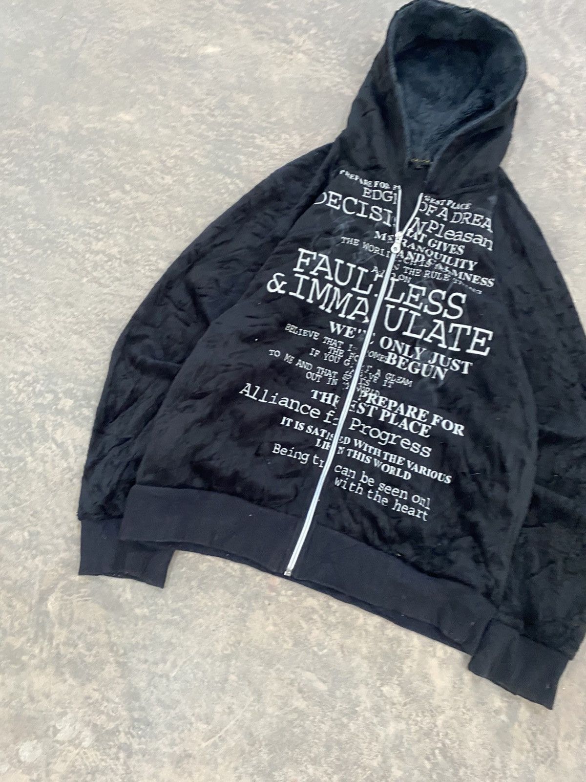 Le Grande Bleu (L.G.B.) 2000s -Spinash Fleece Poem Zipper Hoodie Grunge Punk Lgb Size US L / EU 52-54 / 3 - 4 Thumbnail
