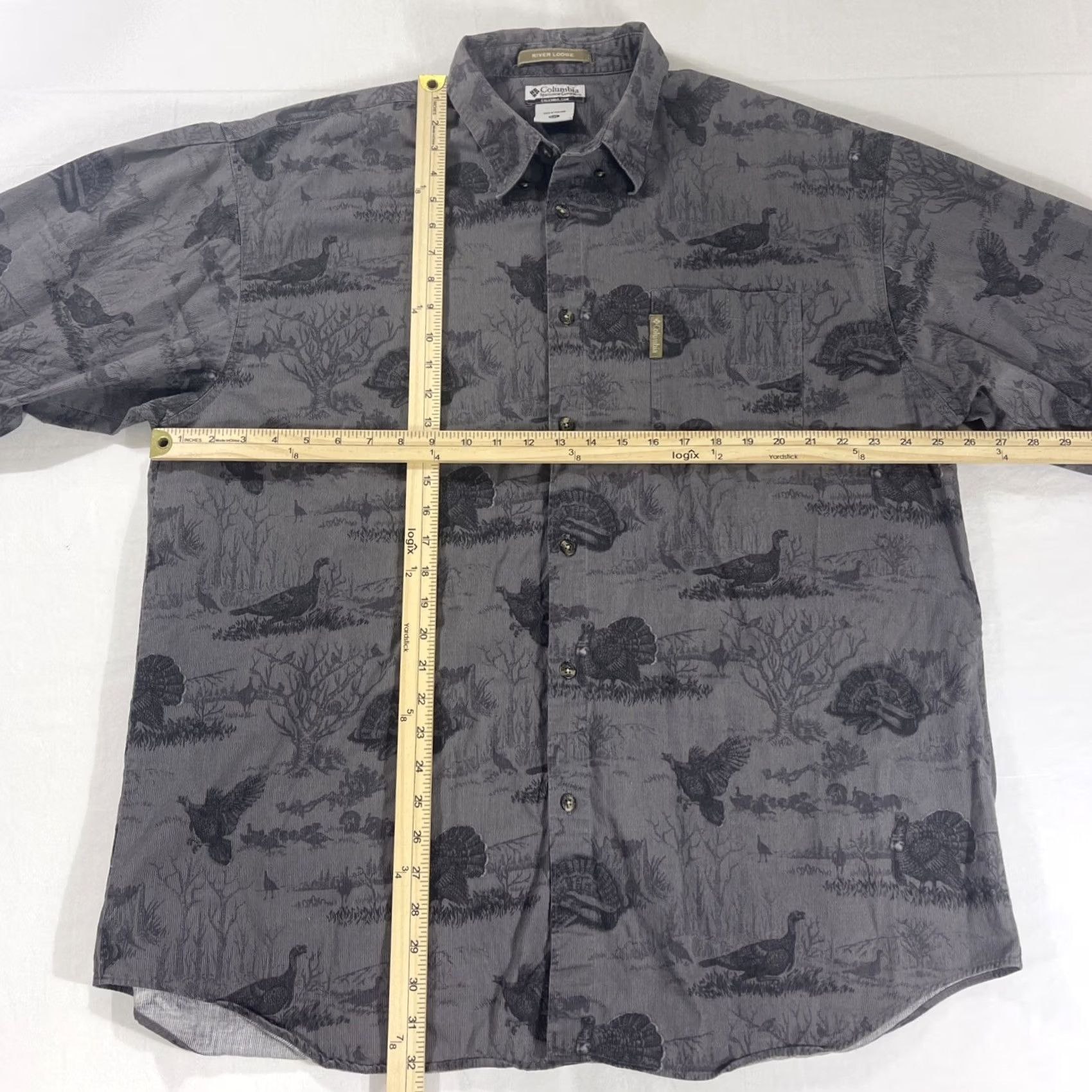 Vintage Columbia Button-Up Shirt Gray 2XL Men's River Lodge AOP Turkey Hunting 100% Cotton Size US XXL / EU 58 / 5 - 3 Thumbnail