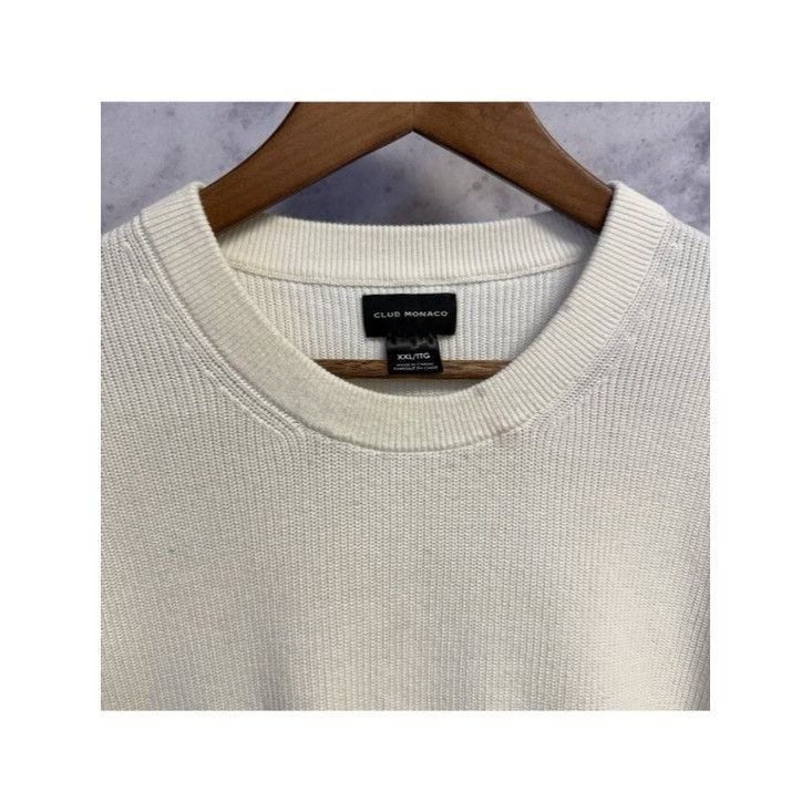 Club Monaco Club Monaco Knit Sweater Shirt Mens 2XL White Cotton Size US XXL / EU 58 / 5 - 3 Thumbnail