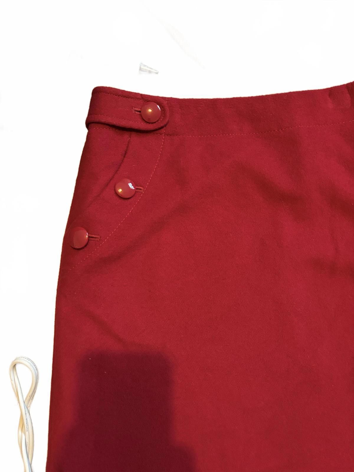 J.Crew J. Crew Wool High Waist Red Women's Button-Accent Mini Skirt Size 26" / US 2 / IT 38 - 3 Thumbnail
